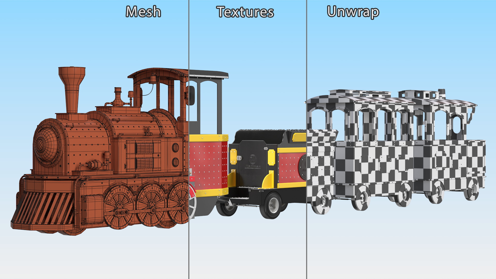 Children Train Wattman Mini Express Rigged 3D