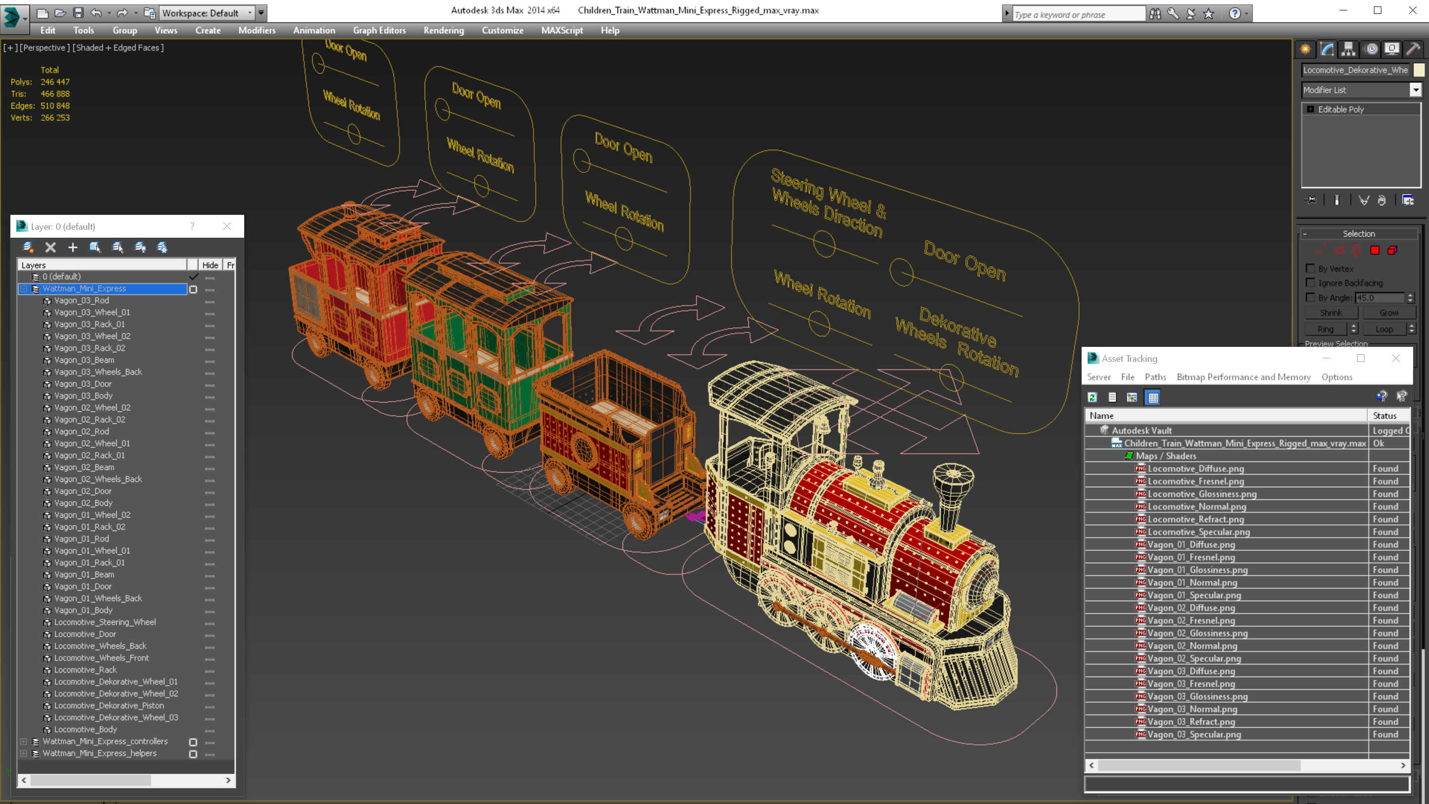 Children Train Wattman Mini Express Rigged 3D