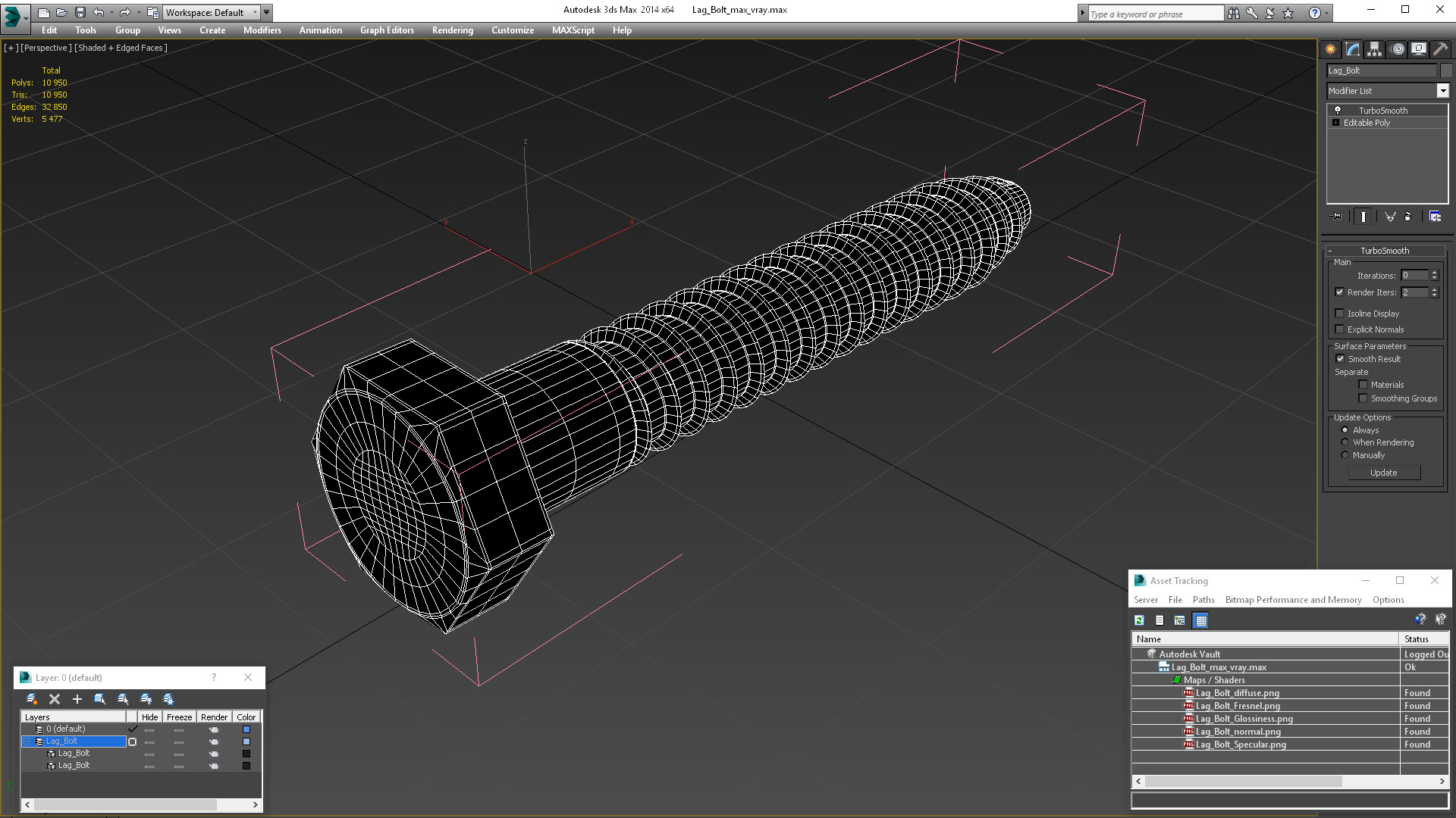 3D Lag Bolt for 3D Print