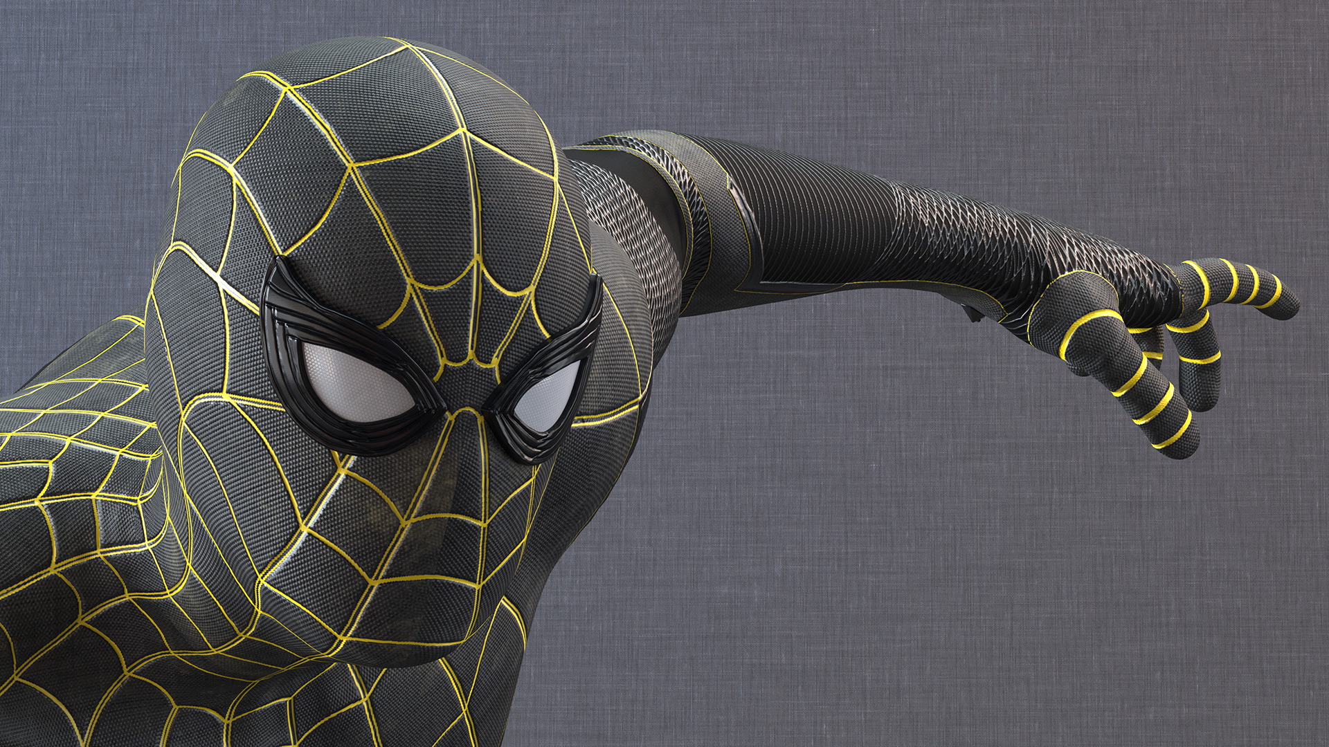 3D Spiderman Black Suit Ready Pose