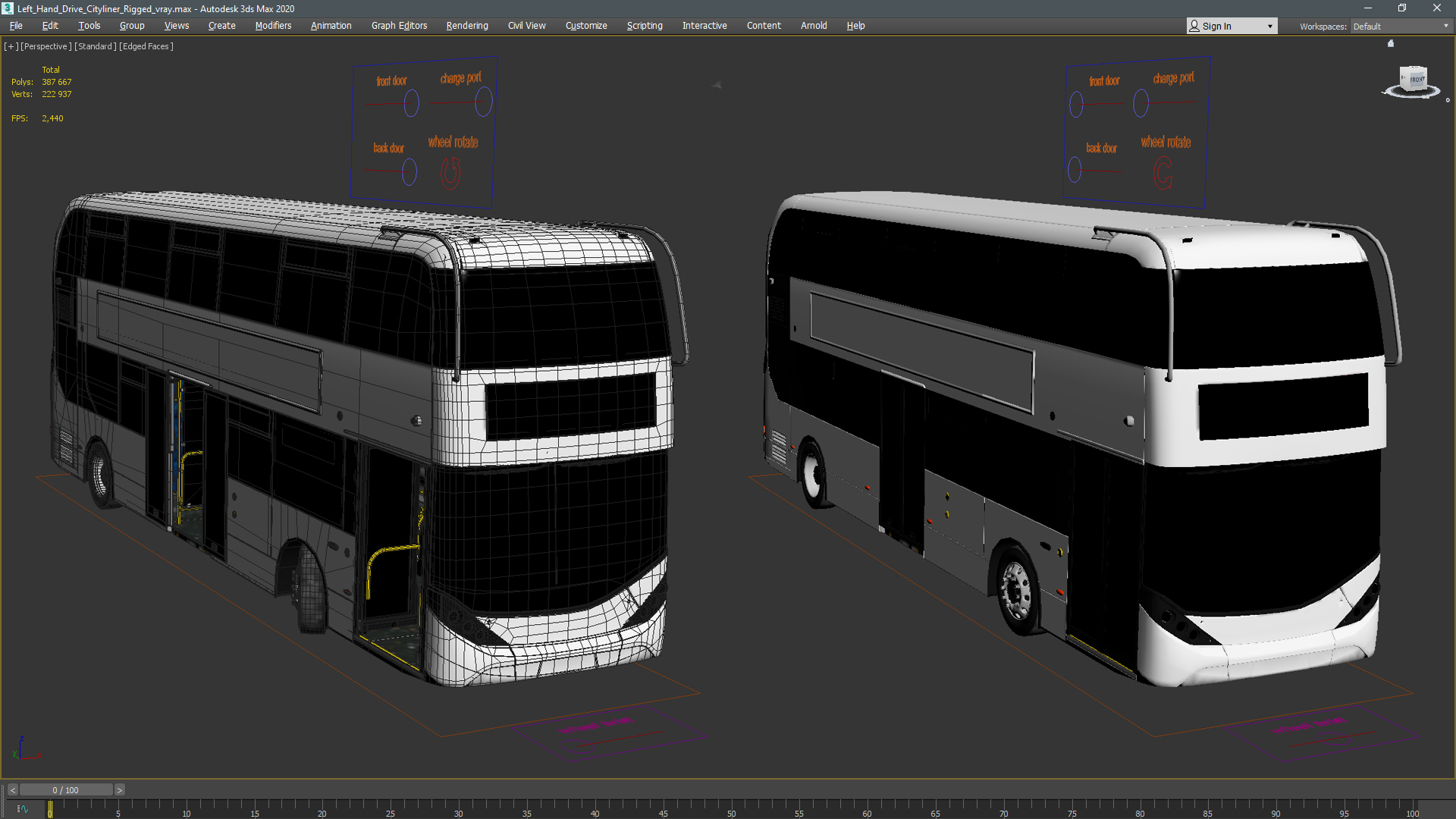 Left Hand Drive Cityliner Rigged 3D