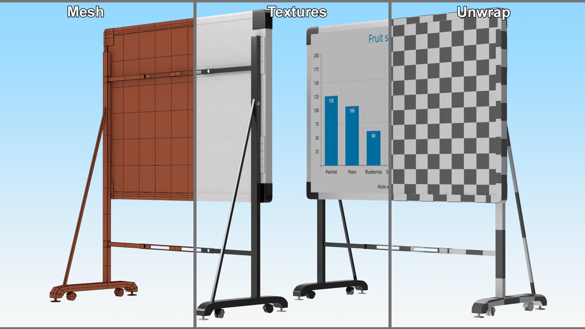 3D model Interactive Mobile Whiteboard Stand