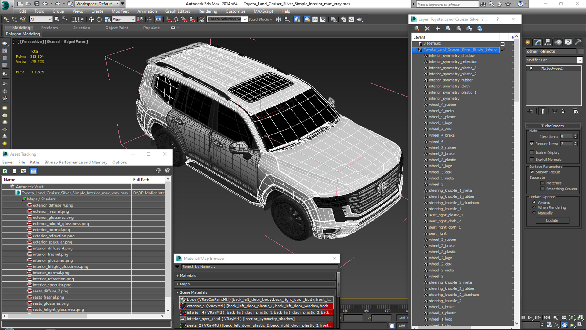 Toyota Land Cruiser Silver Simple Interior 3D