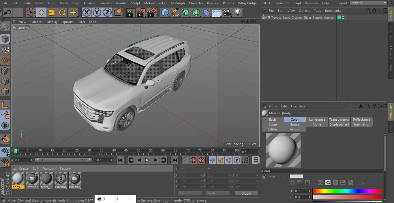 Toyota Land Cruiser Silver Simple Interior 3D