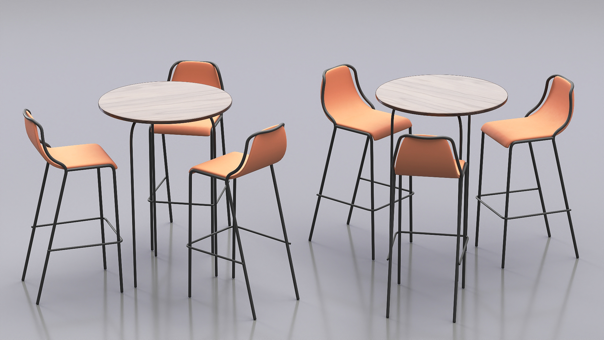 Modern Bar Stools and Table 3D