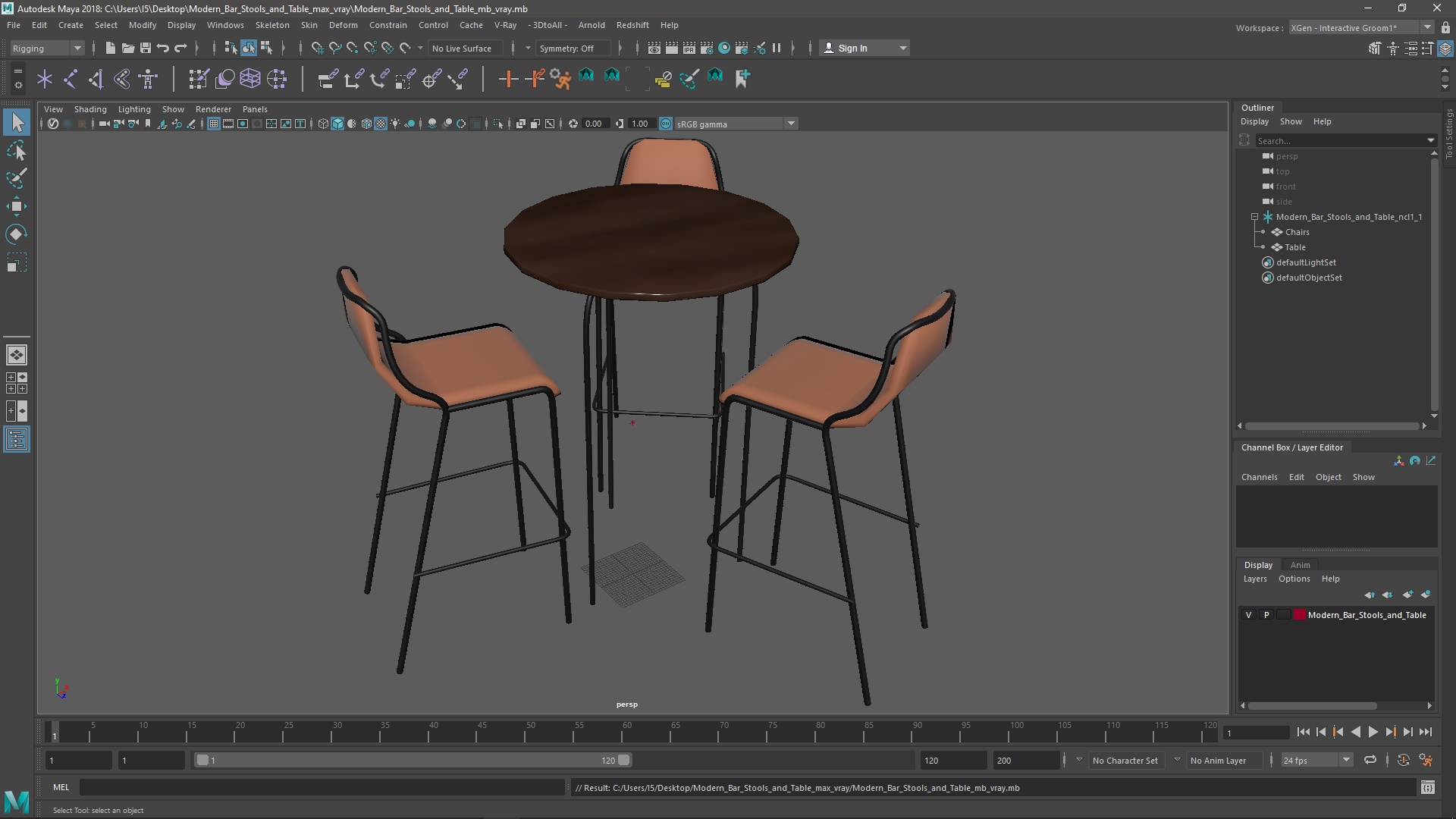 Modern Bar Stools and Table 3D