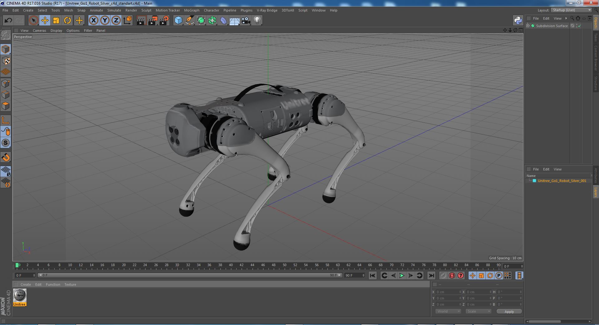 Unitree Go1 Robot Silver 3D model