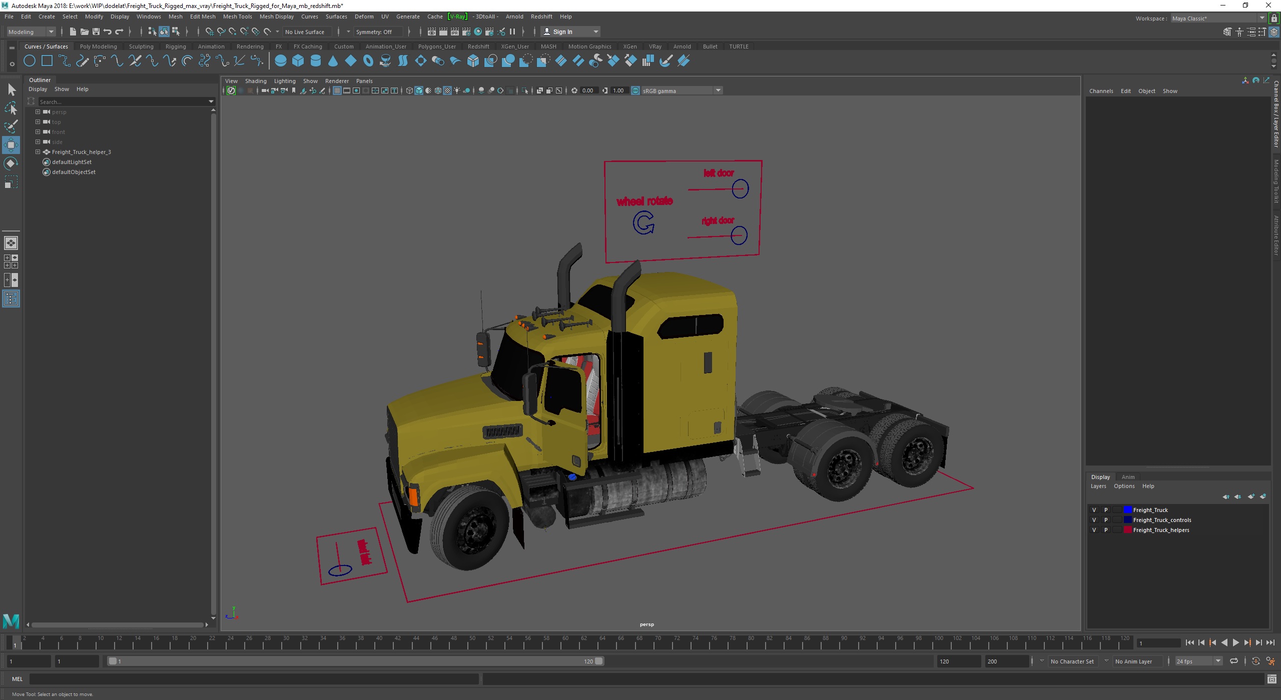 Freight Truck Rigged for Maya 3D model