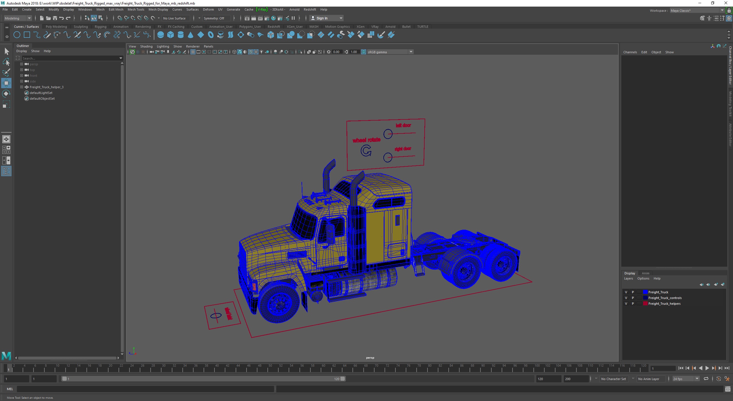 Freight Truck Rigged for Maya 3D model