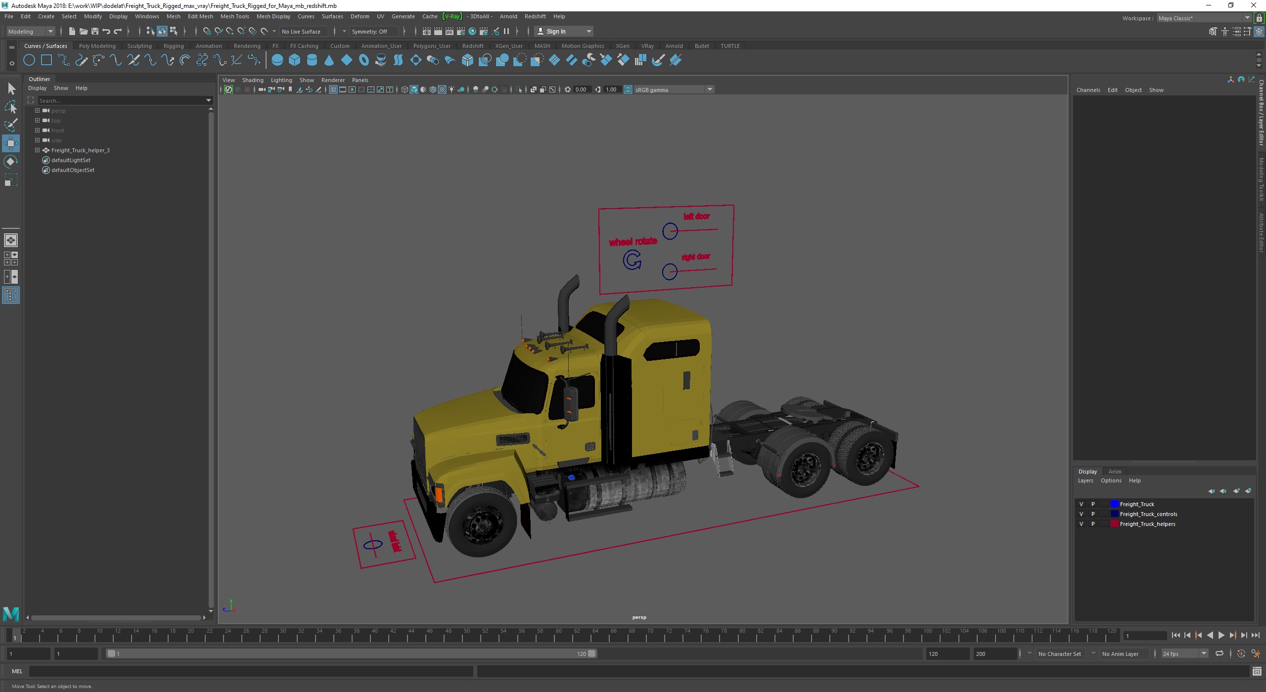 Freight Truck Rigged for Maya 3D model