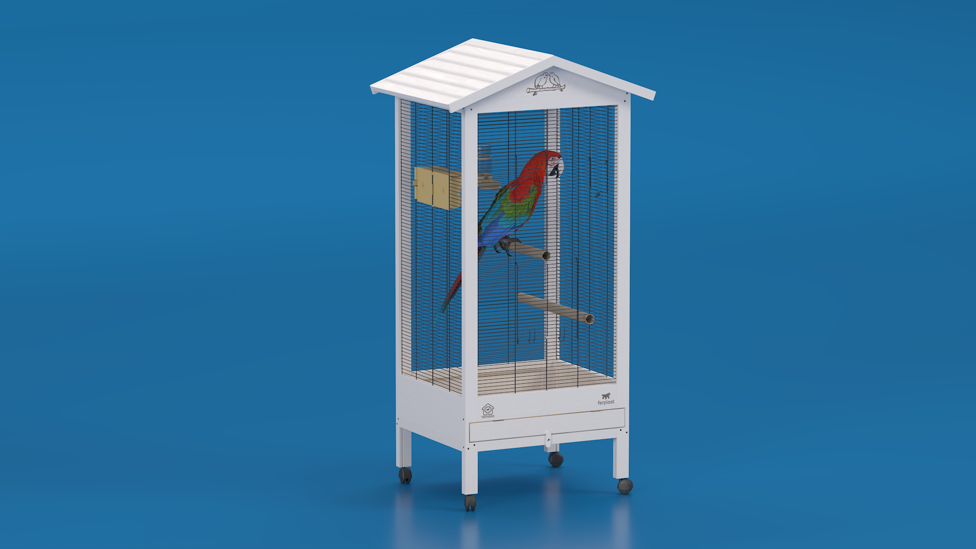 3D Bird Cage with Parrot