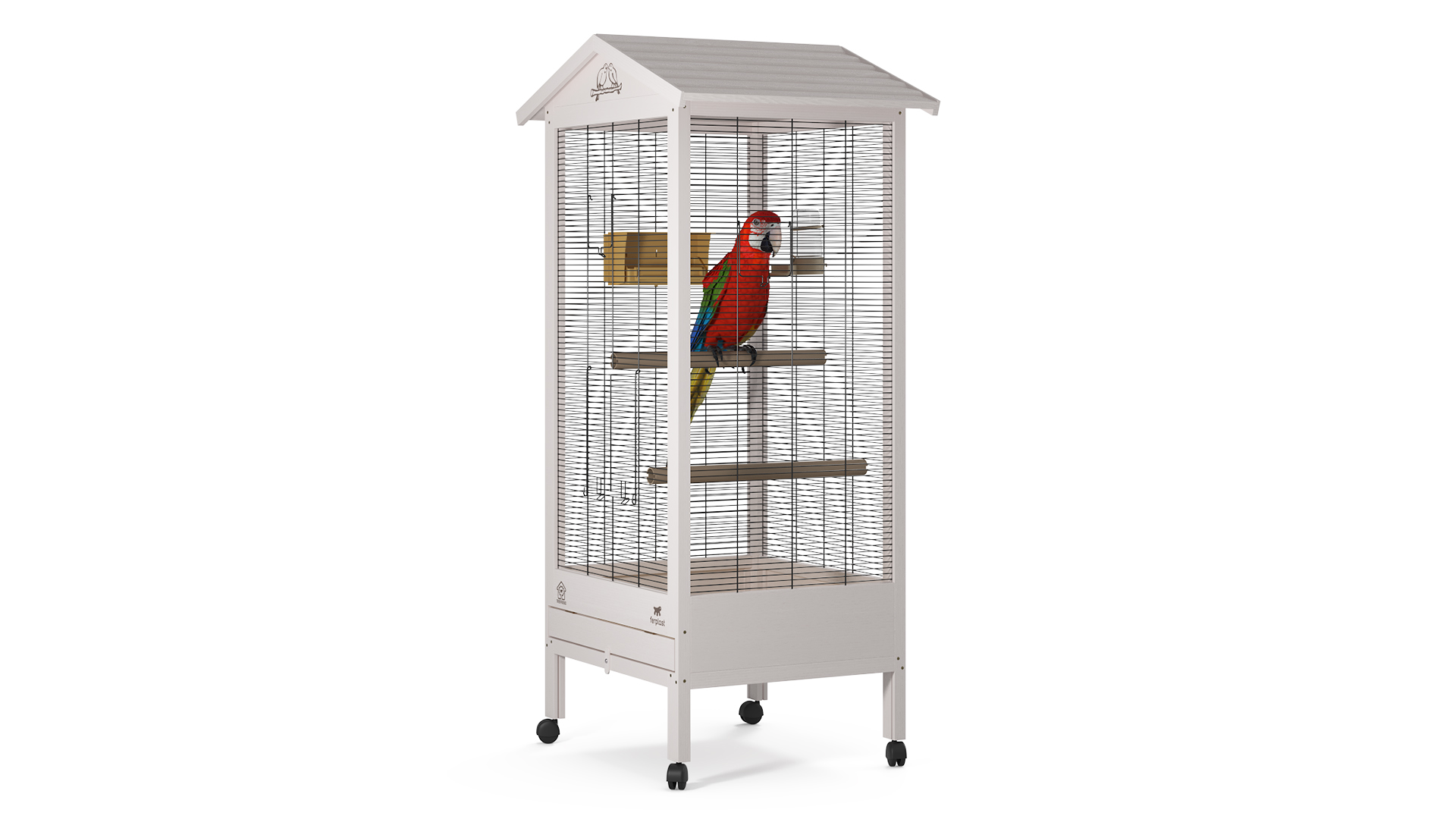 3D Bird Cage with Parrot