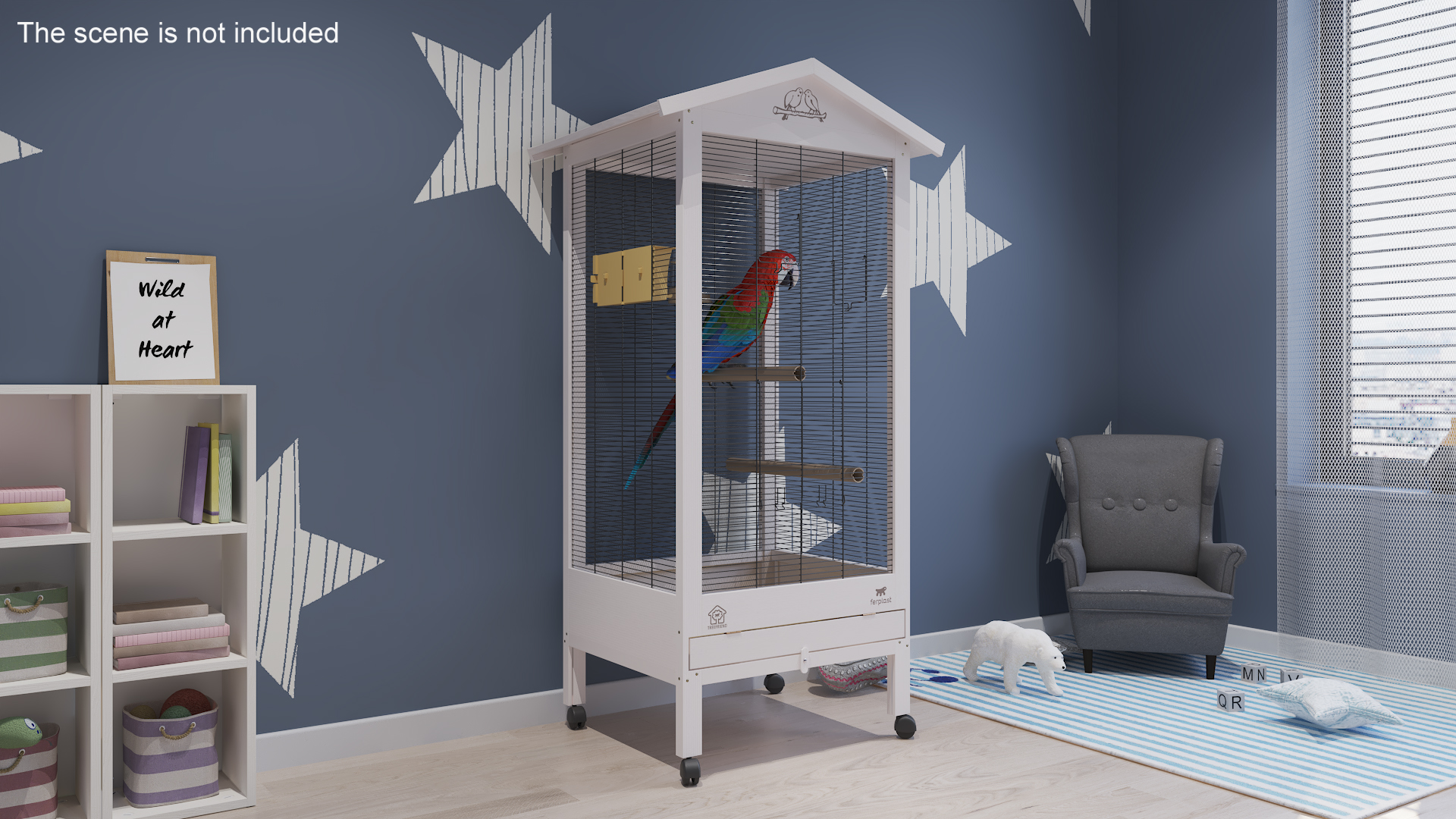 3D Bird Cage with Parrot