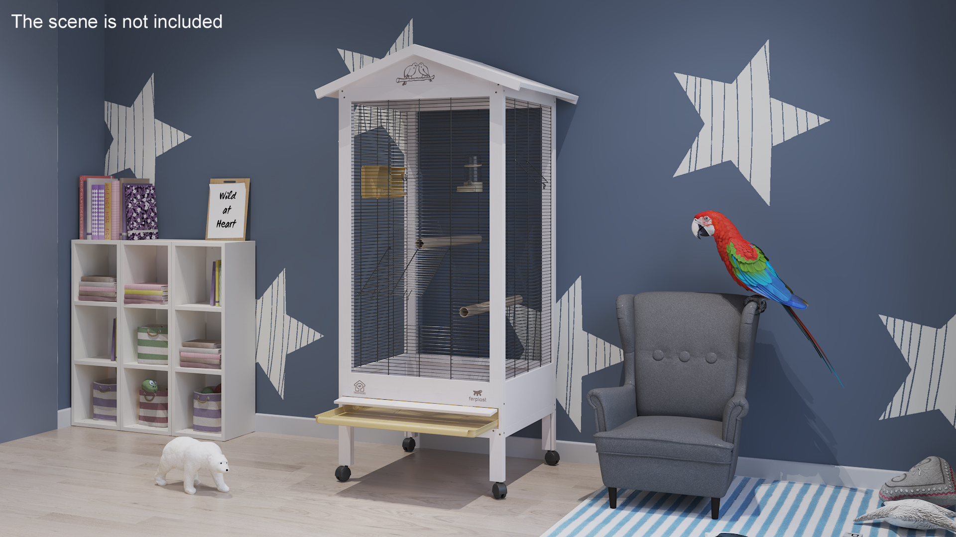 3D Bird Cage with Parrot