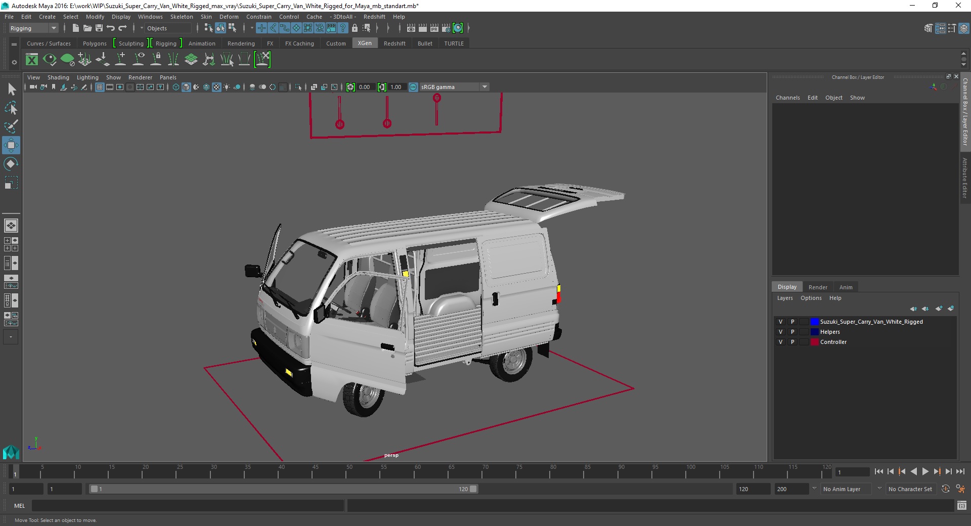 Suzuki Super Carry Van White Rigged for Maya 3D model