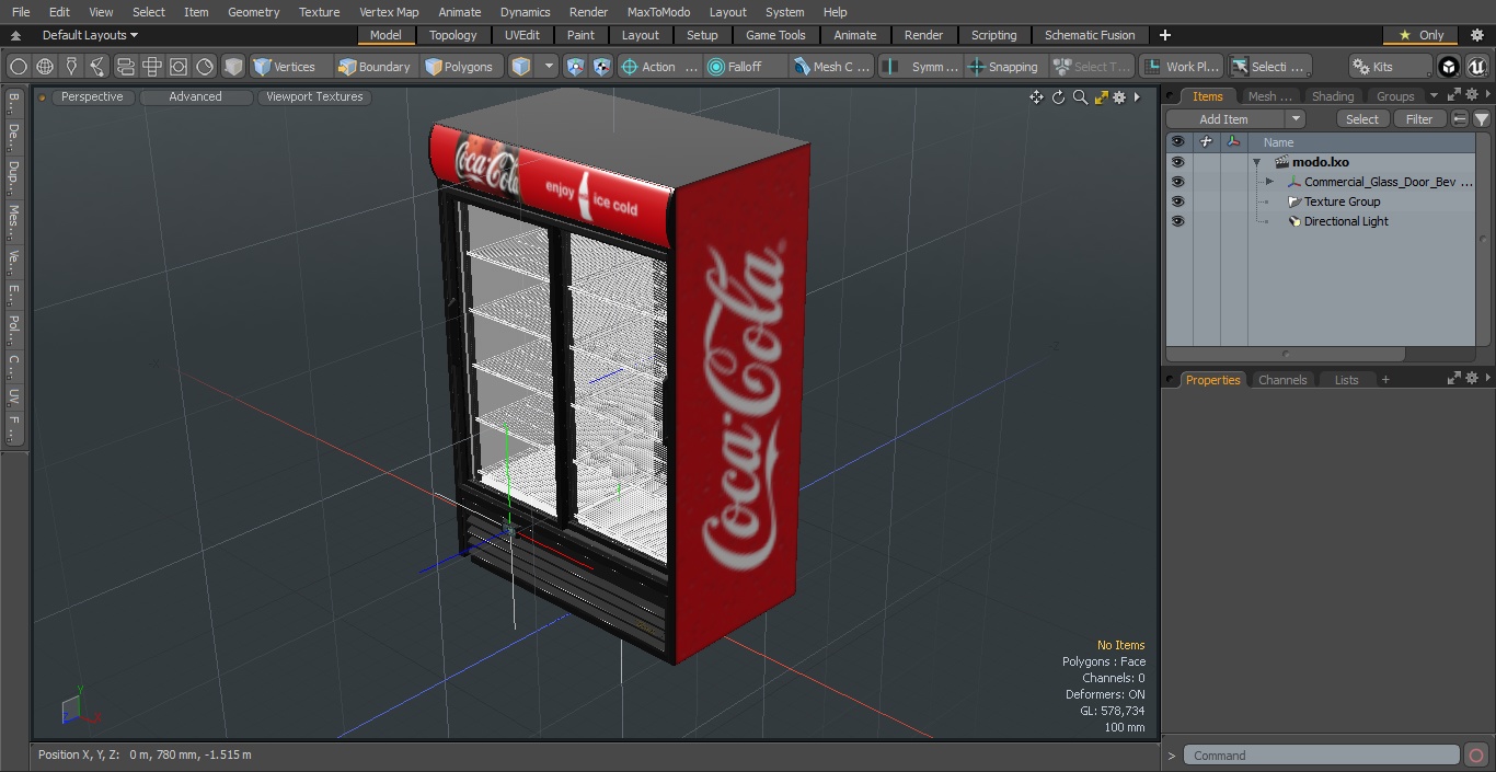 3D model Commercial Glass Door Beverage Display Cooler