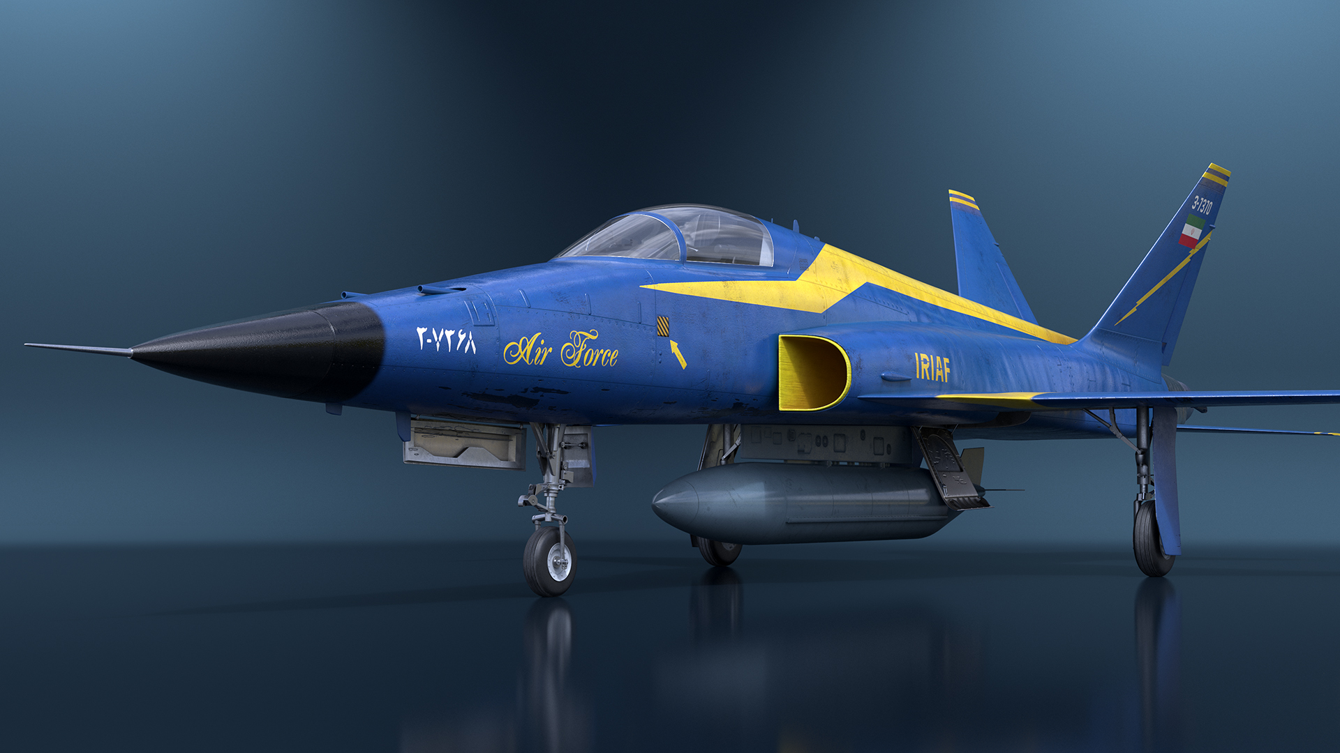 3D HESA Saeqeh Combat Jet Blue Simplified model