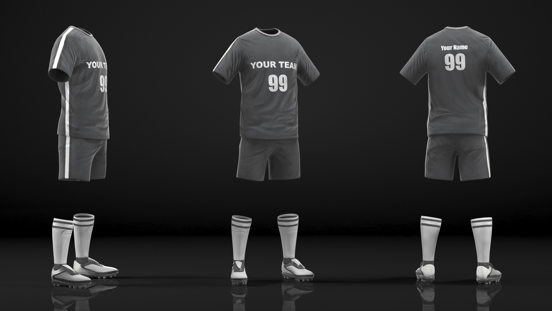 3D model Soccer Uniform Black Your Team