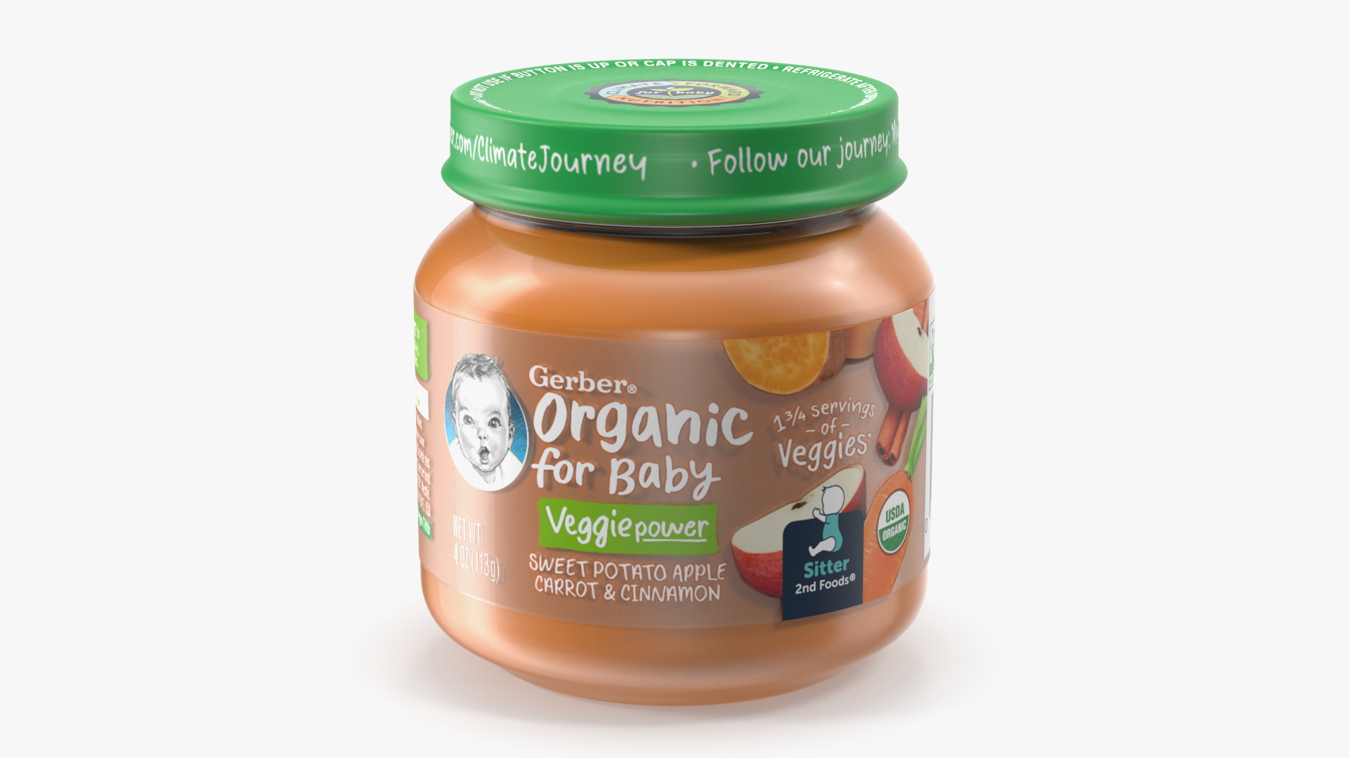 Carrot Baby Food Jar Gerber 113g 3D