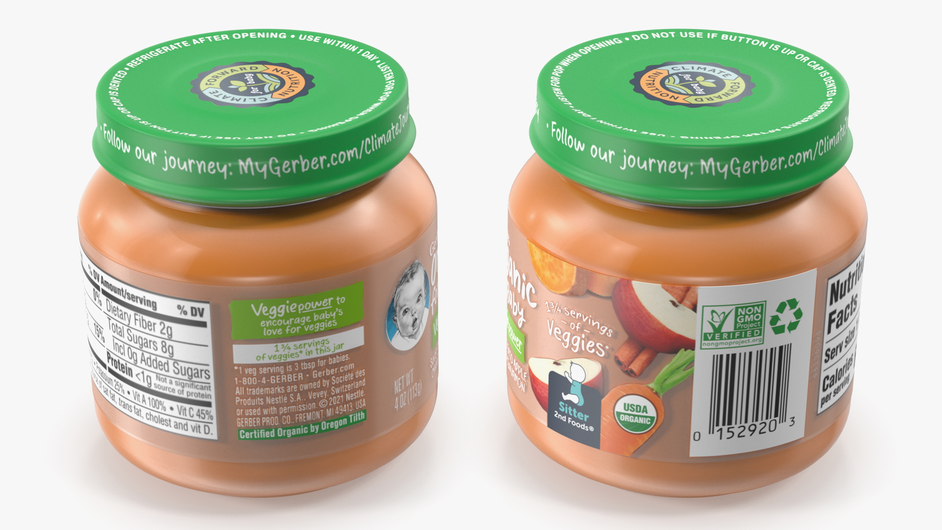 Carrot Baby Food Jar Gerber 113g 3D