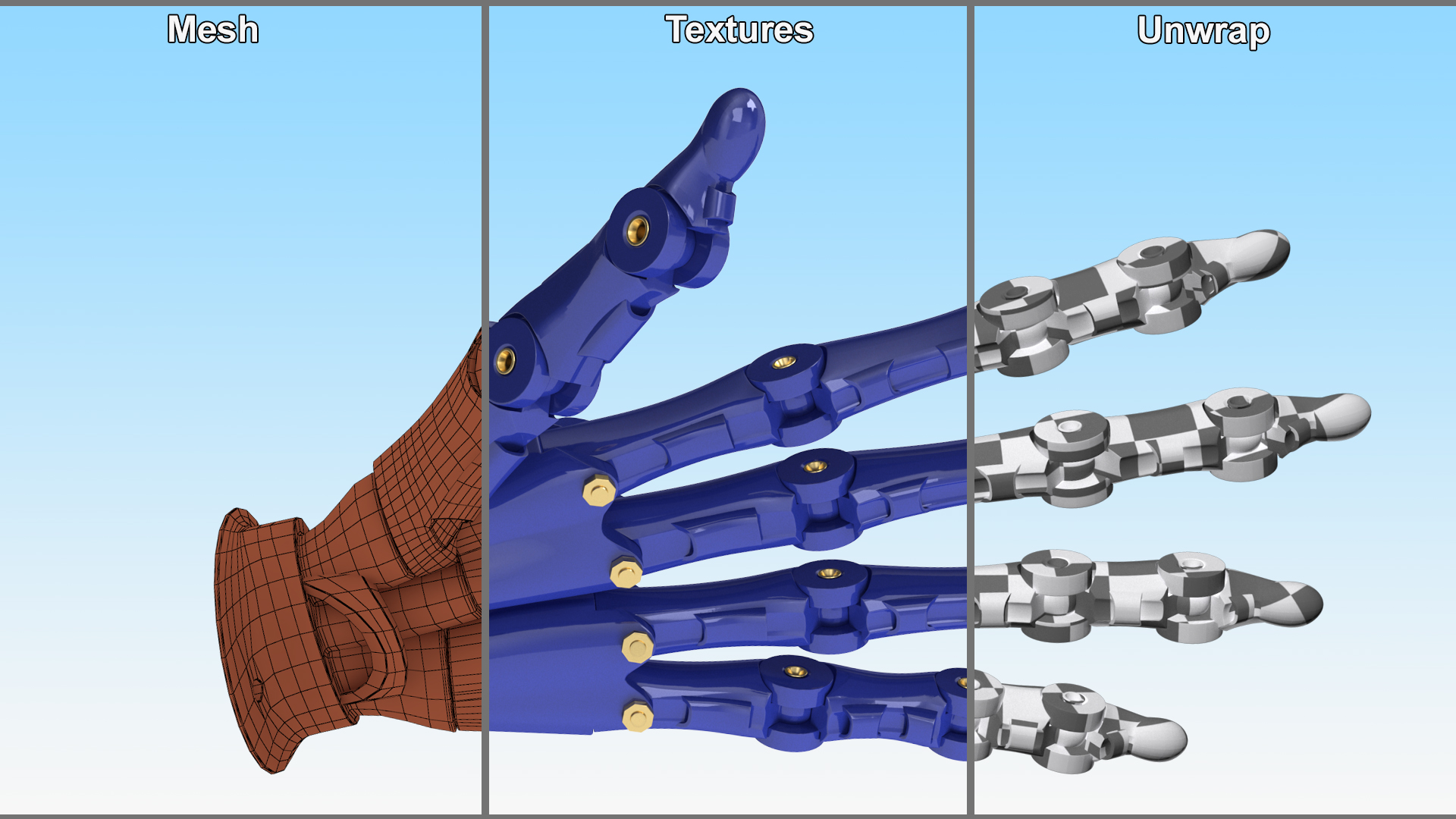 3D Robotic Arm Blue Rigged model