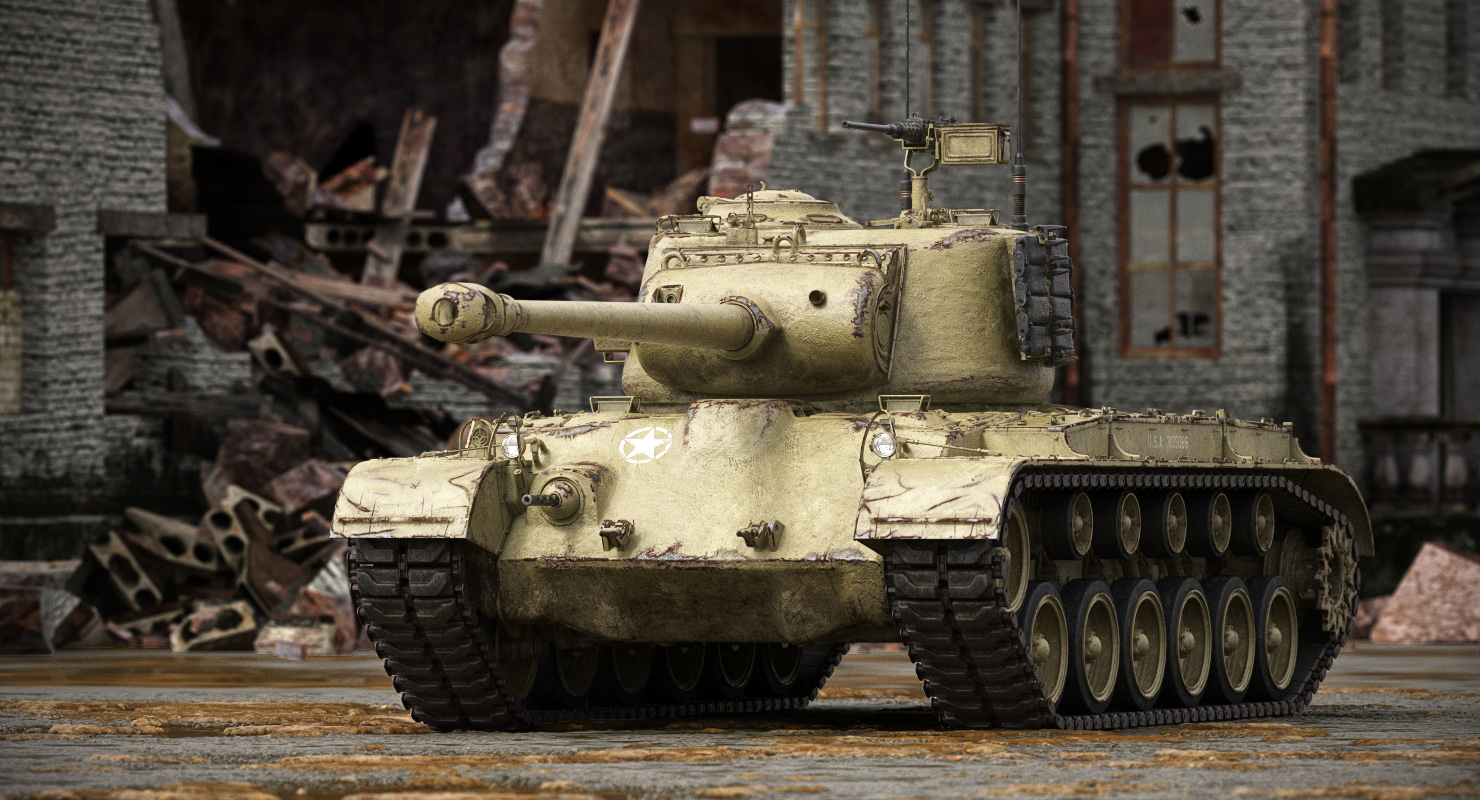 M26 Pershing Medium Tank with Dirt 3D model