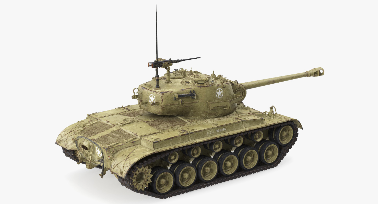 M26 Pershing Medium Tank with Dirt 3D model