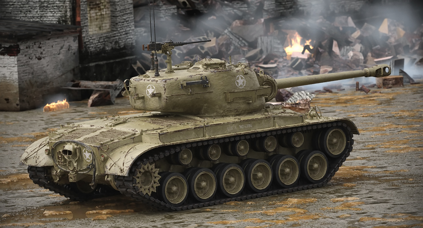 M26 Pershing Medium Tank with Dirt 3D model