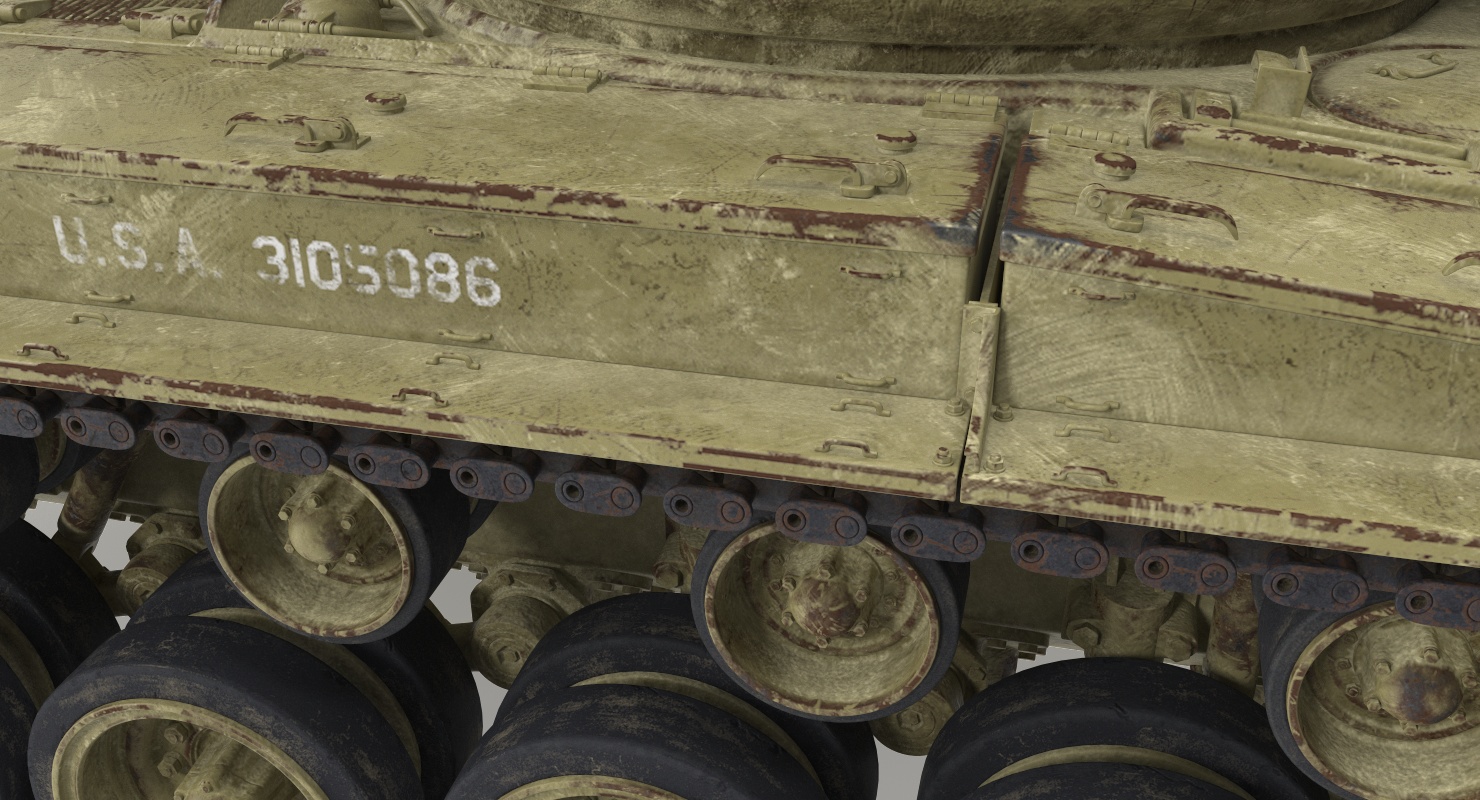 M26 Pershing Medium Tank with Dirt 3D model