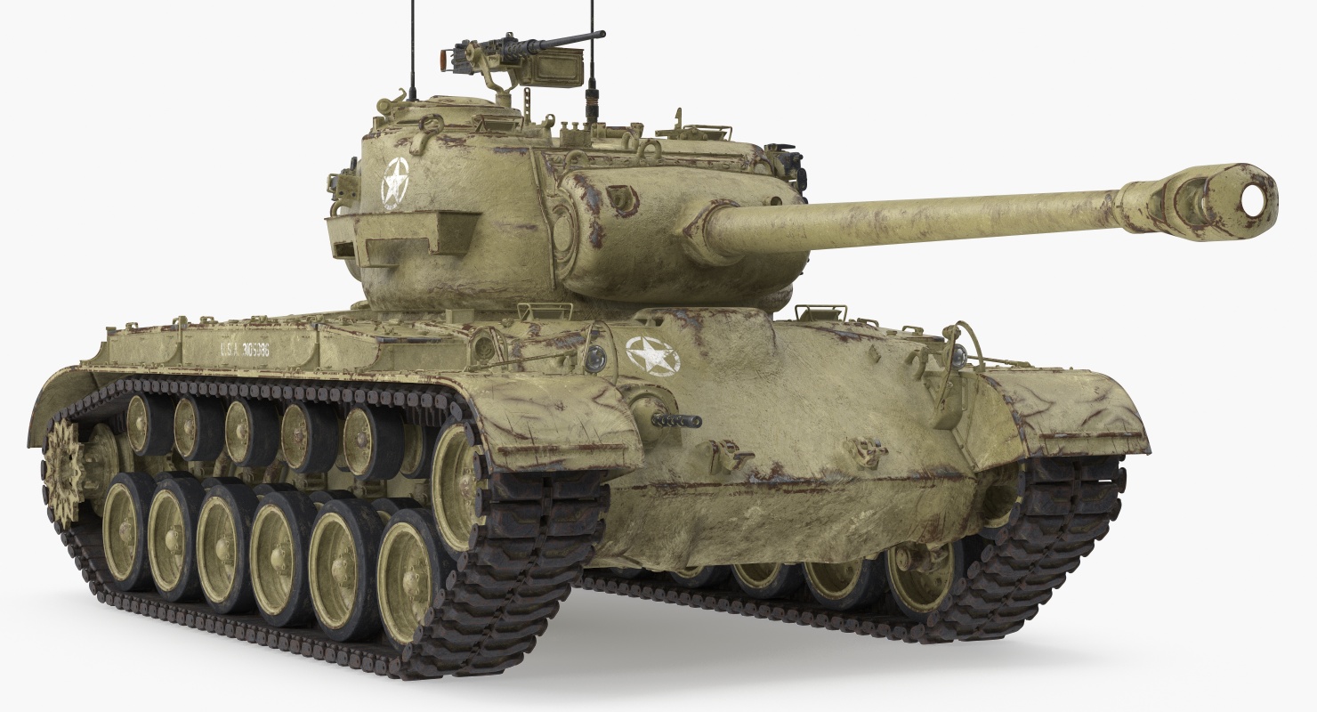 M26 Pershing Medium Tank with Dirt 3D model