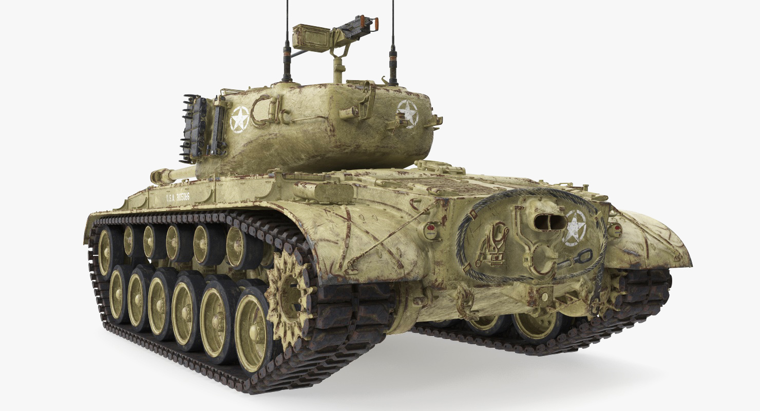 M26 Pershing Medium Tank with Dirt 3D model