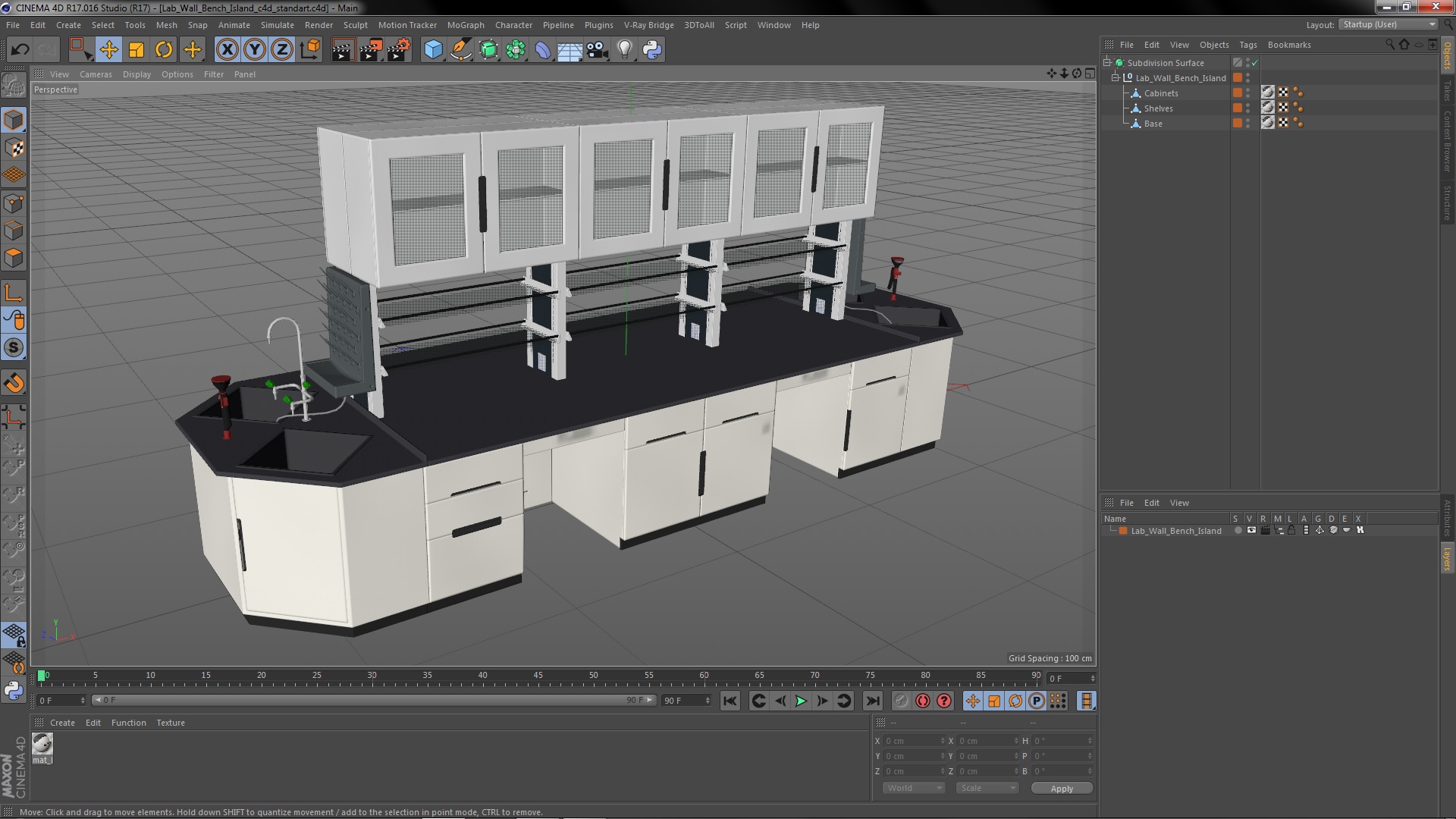 3D Lab Wall Bench Island