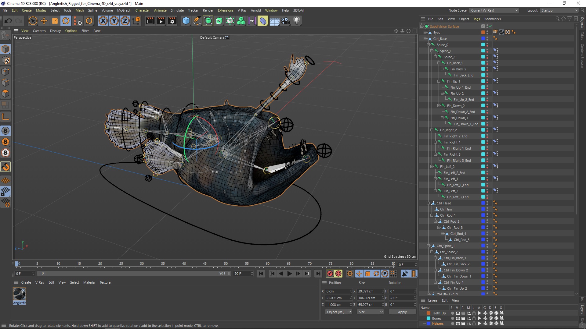 3D Anglerfish Rigged for Cinema 4D