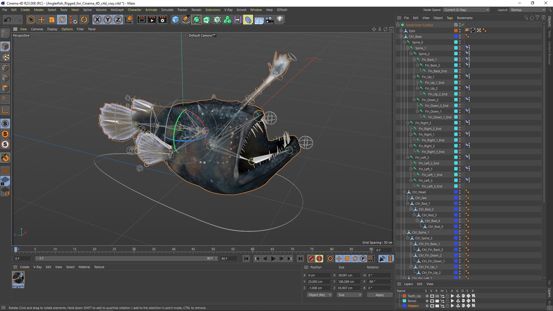 3D Anglerfish Rigged for Cinema 4D