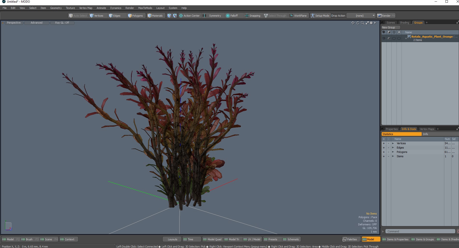 Rotala Aquatic Plant Orange 3D