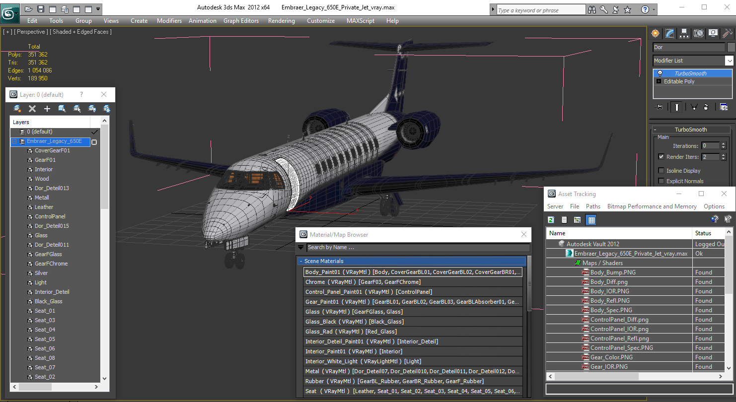 3D Embraer Legacy 650E Private Jet