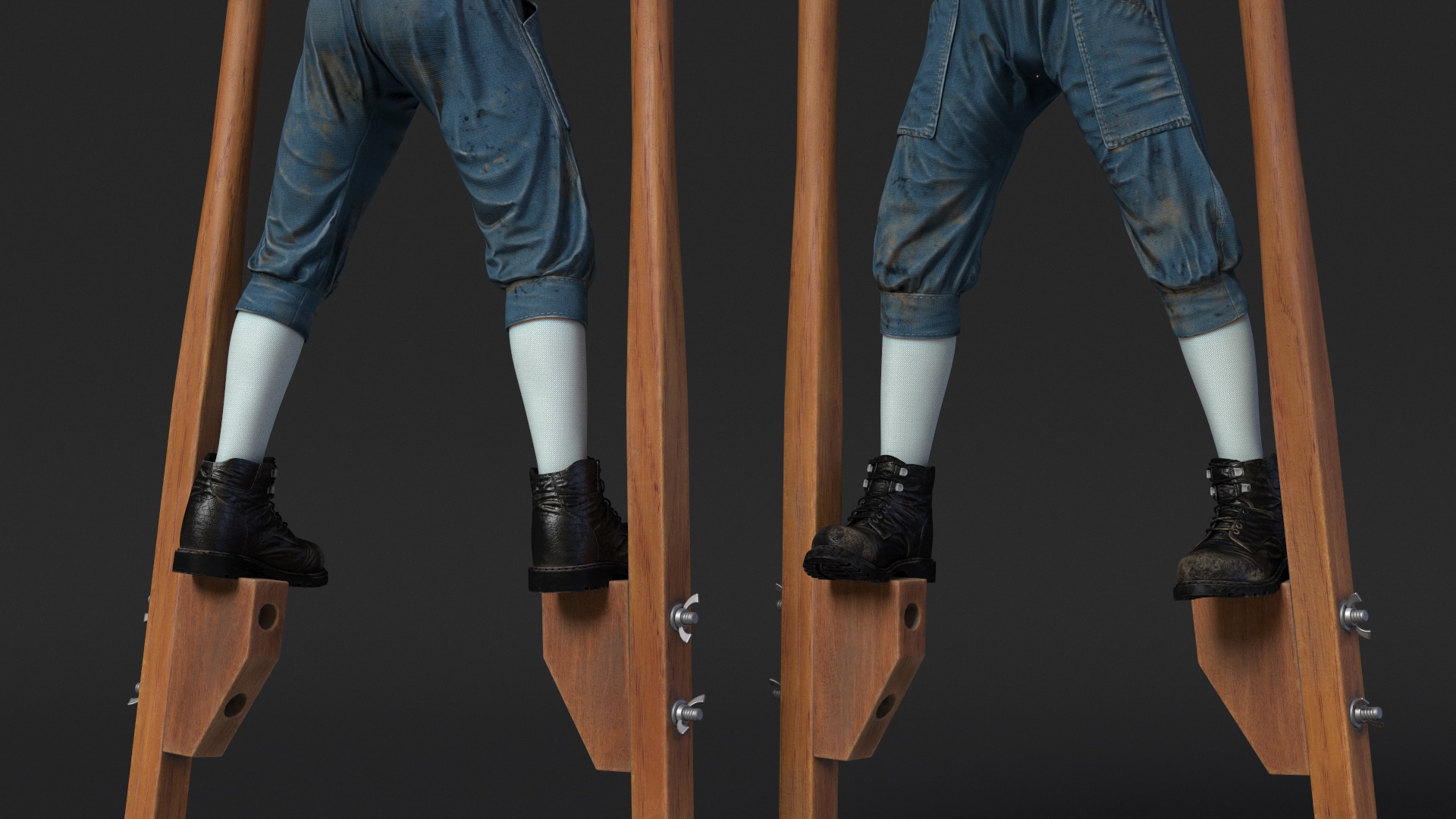 3D Boy on Wooden Balance Stilts model