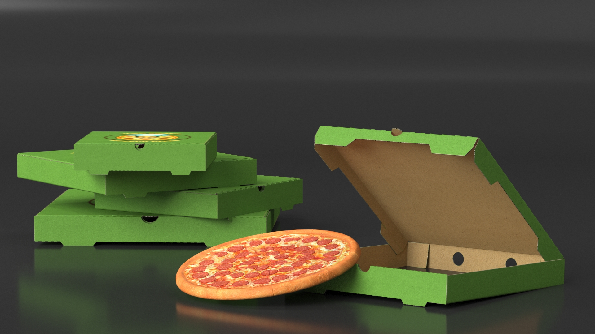 Pizza Boxes with Pizza Mockup 3D model