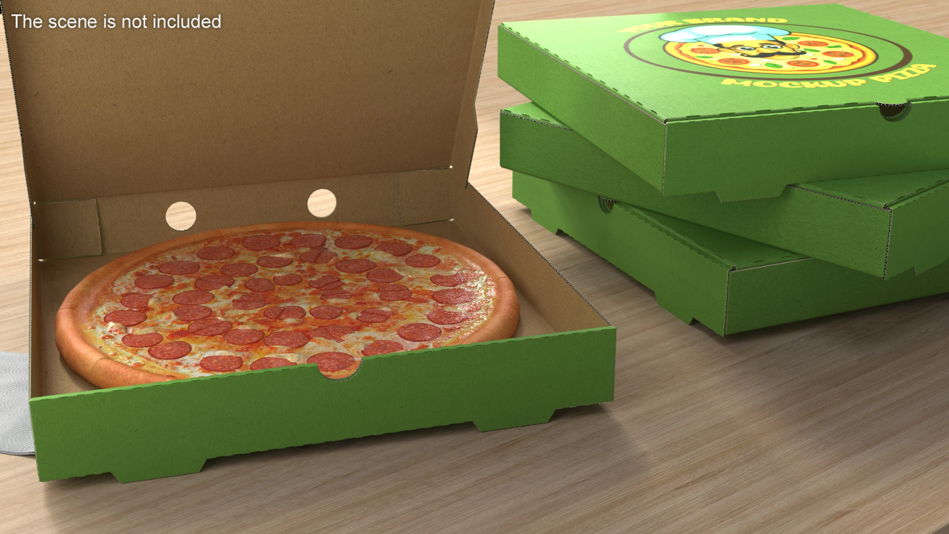 Pizza Boxes with Pizza Mockup 3D model