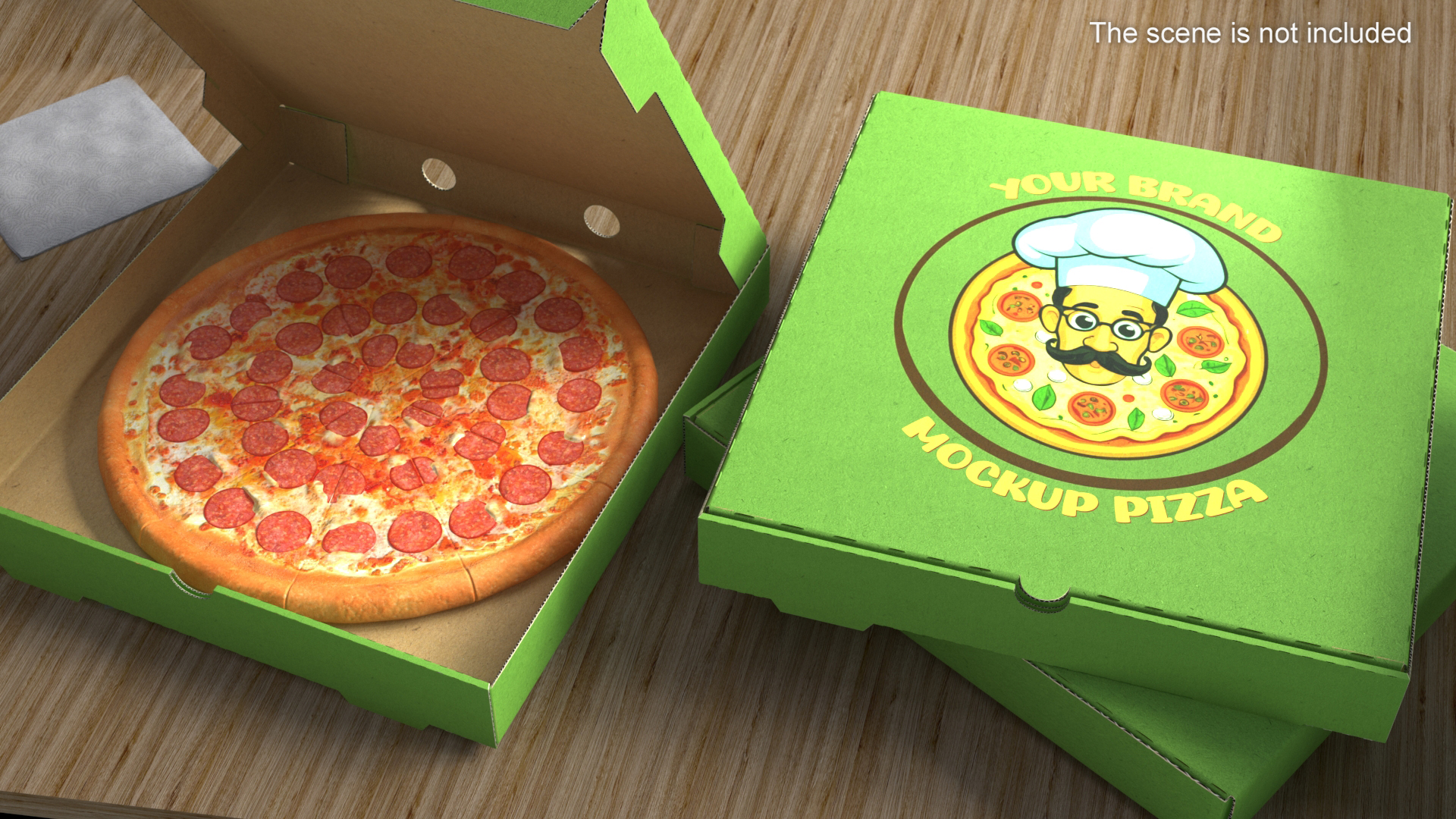 Pizza Boxes with Pizza Mockup 3D model