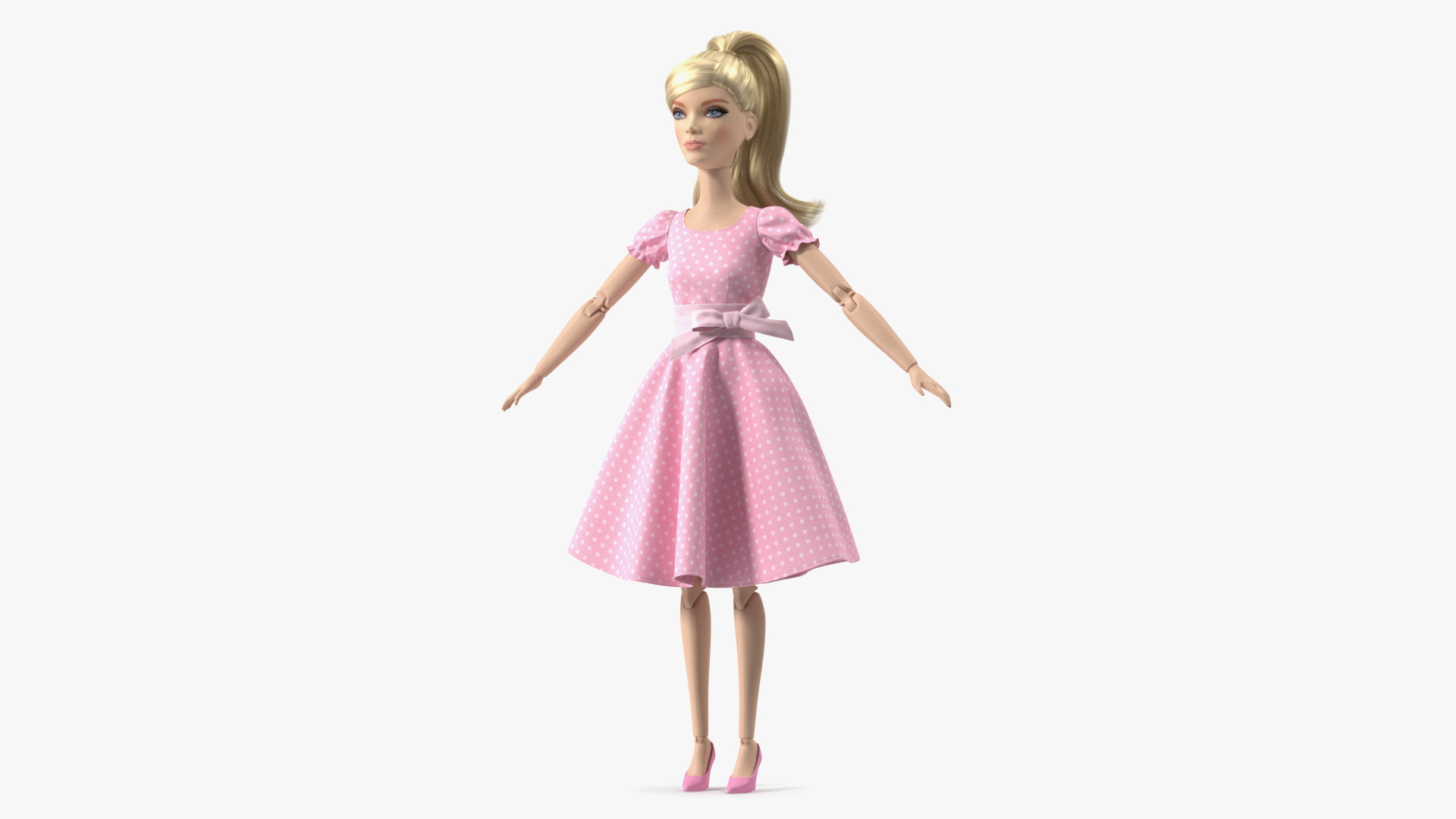 Barbie Doll in Pink Dress T-pose 3D