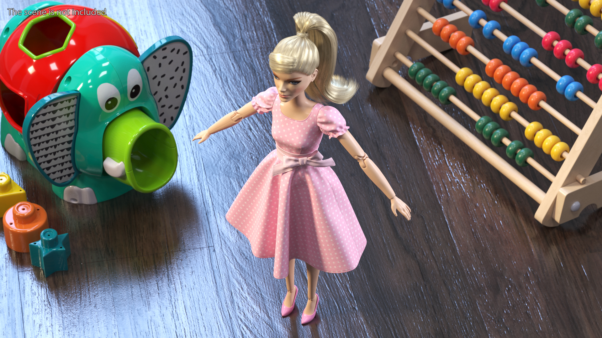 Barbie Doll in Pink Dress T-pose 3D