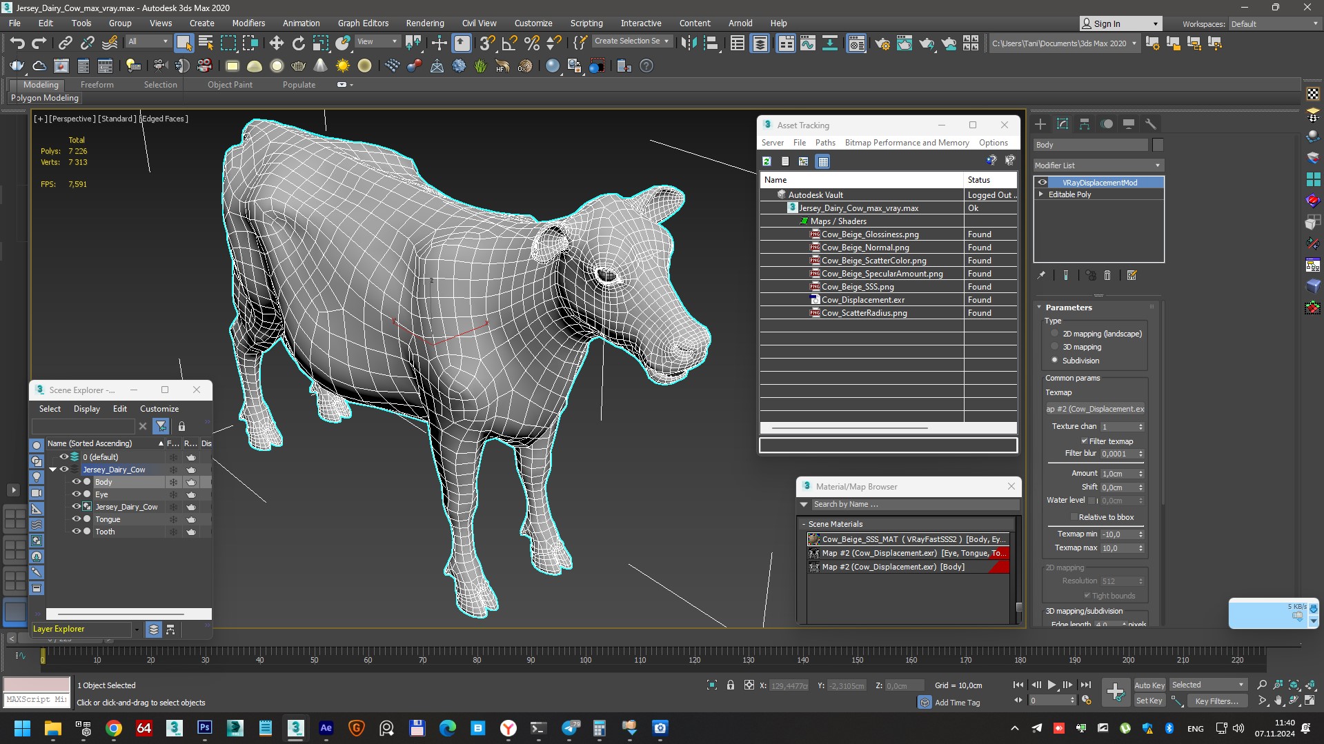 3D Jersey Dairy Cow