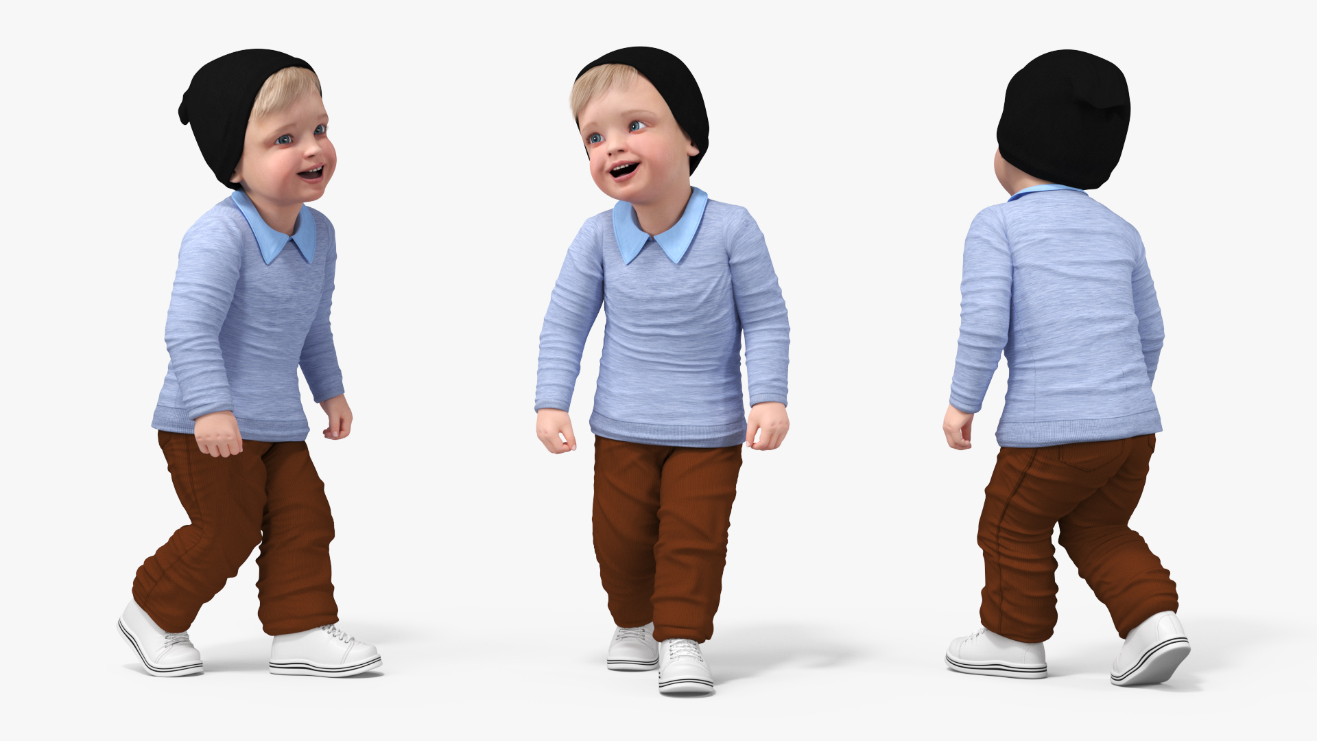 Child in Fall Clothes Walking Pose 3D model