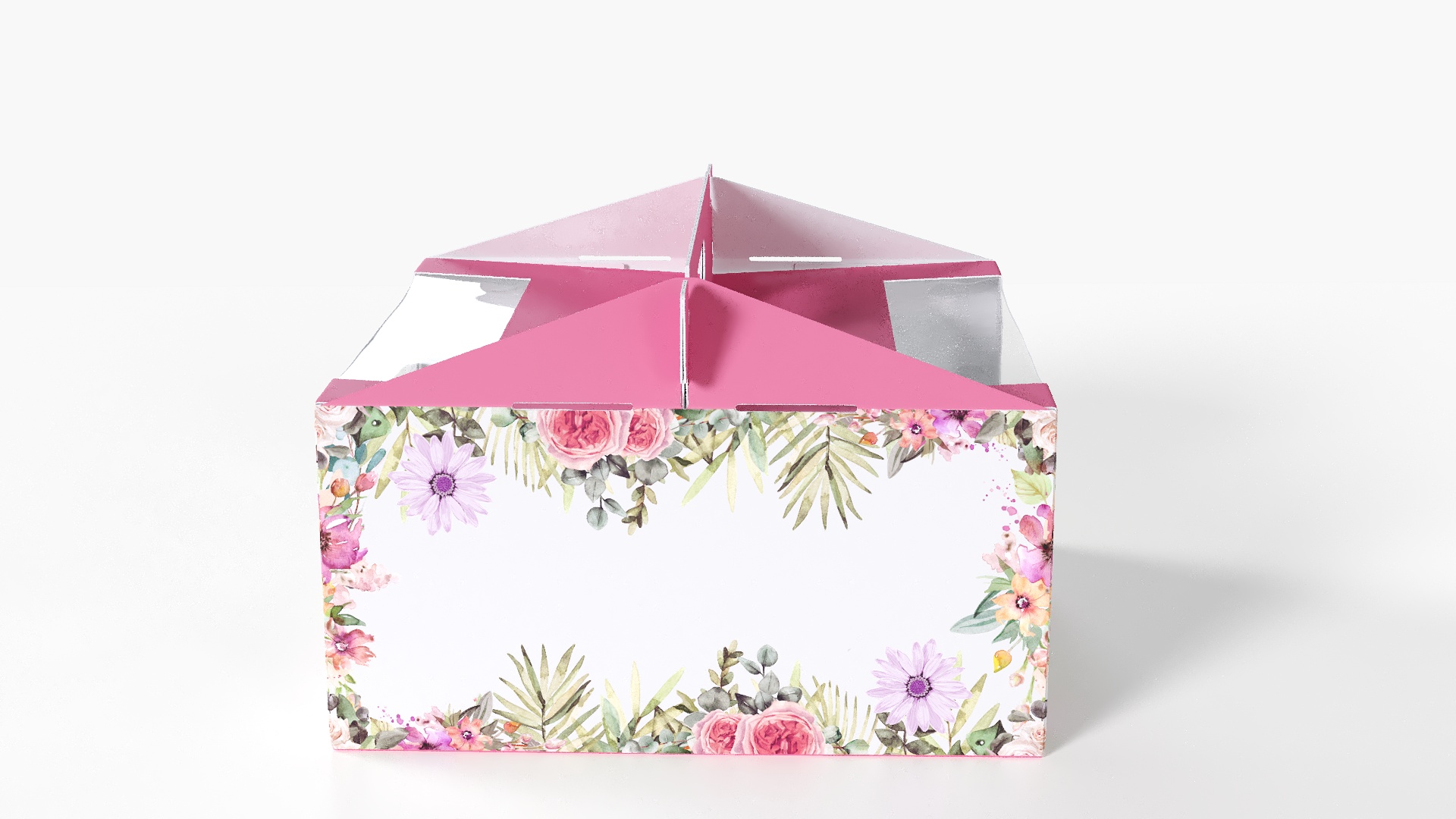 W Packaging Cake Box Pink with Window 3D