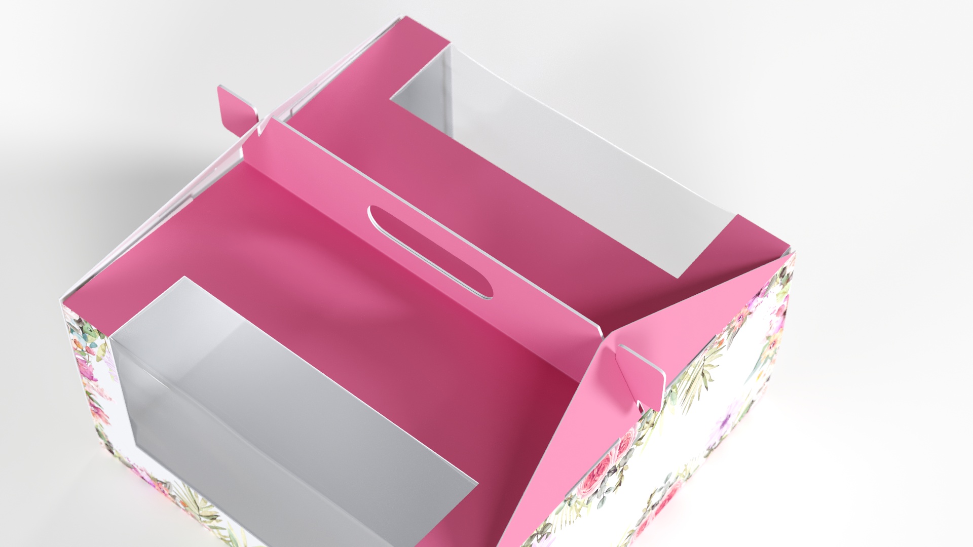 W Packaging Cake Box Pink with Window 3D