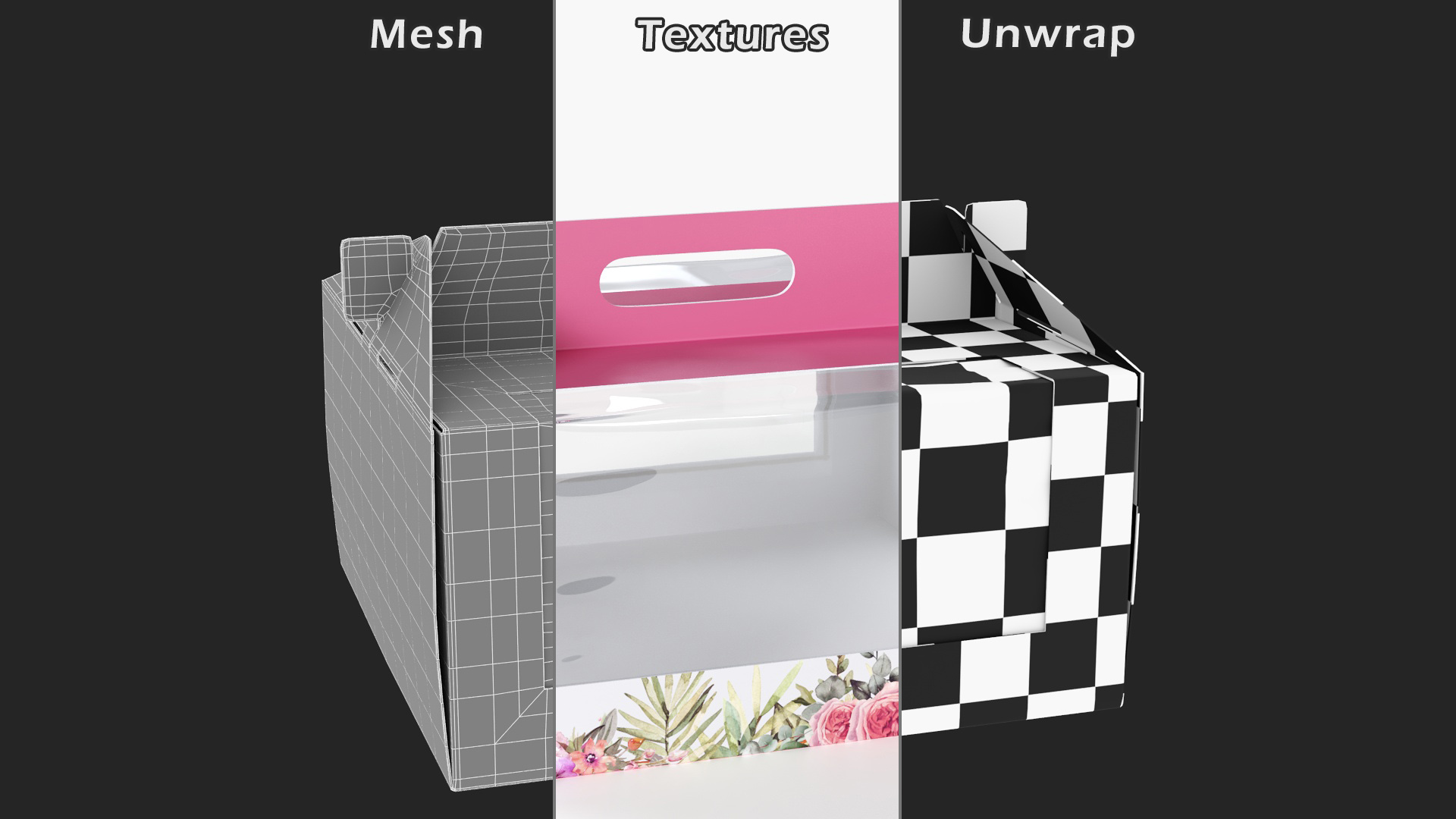 W Packaging Cake Box Pink with Window 3D