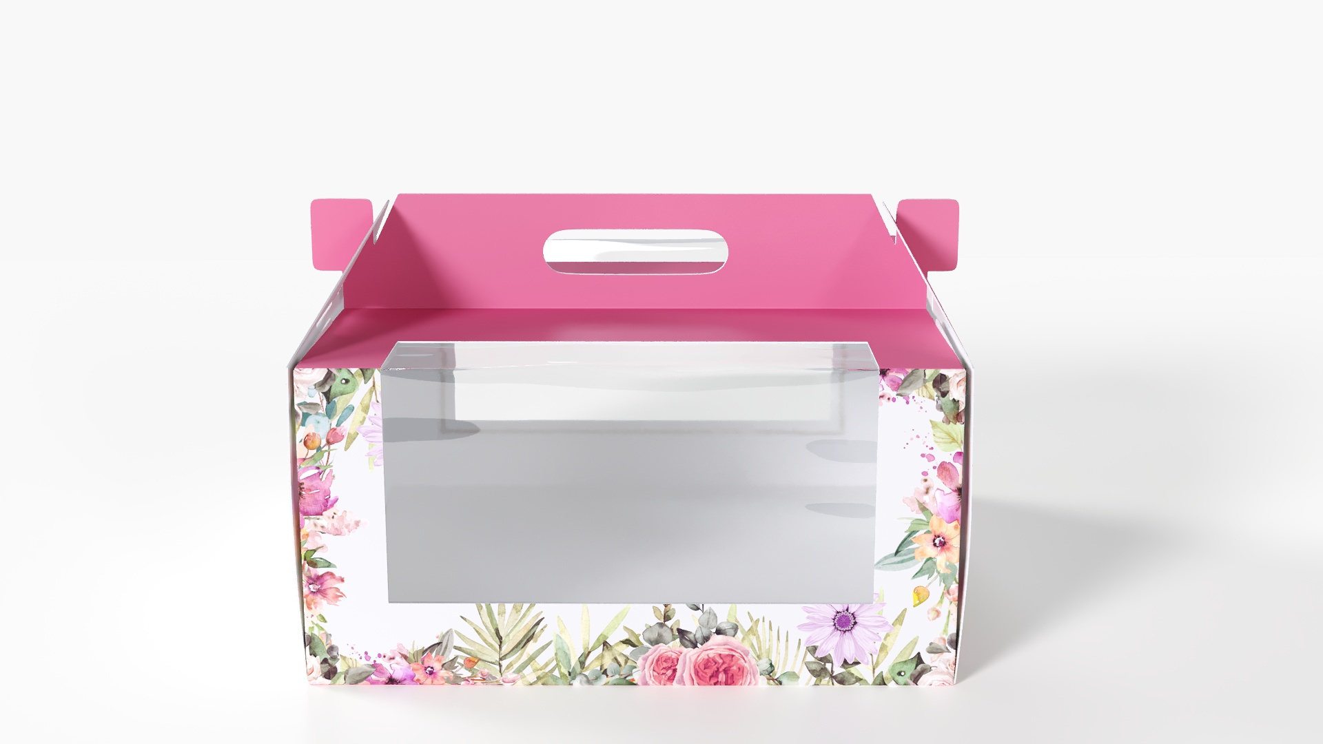 W Packaging Cake Box Pink with Window 3D