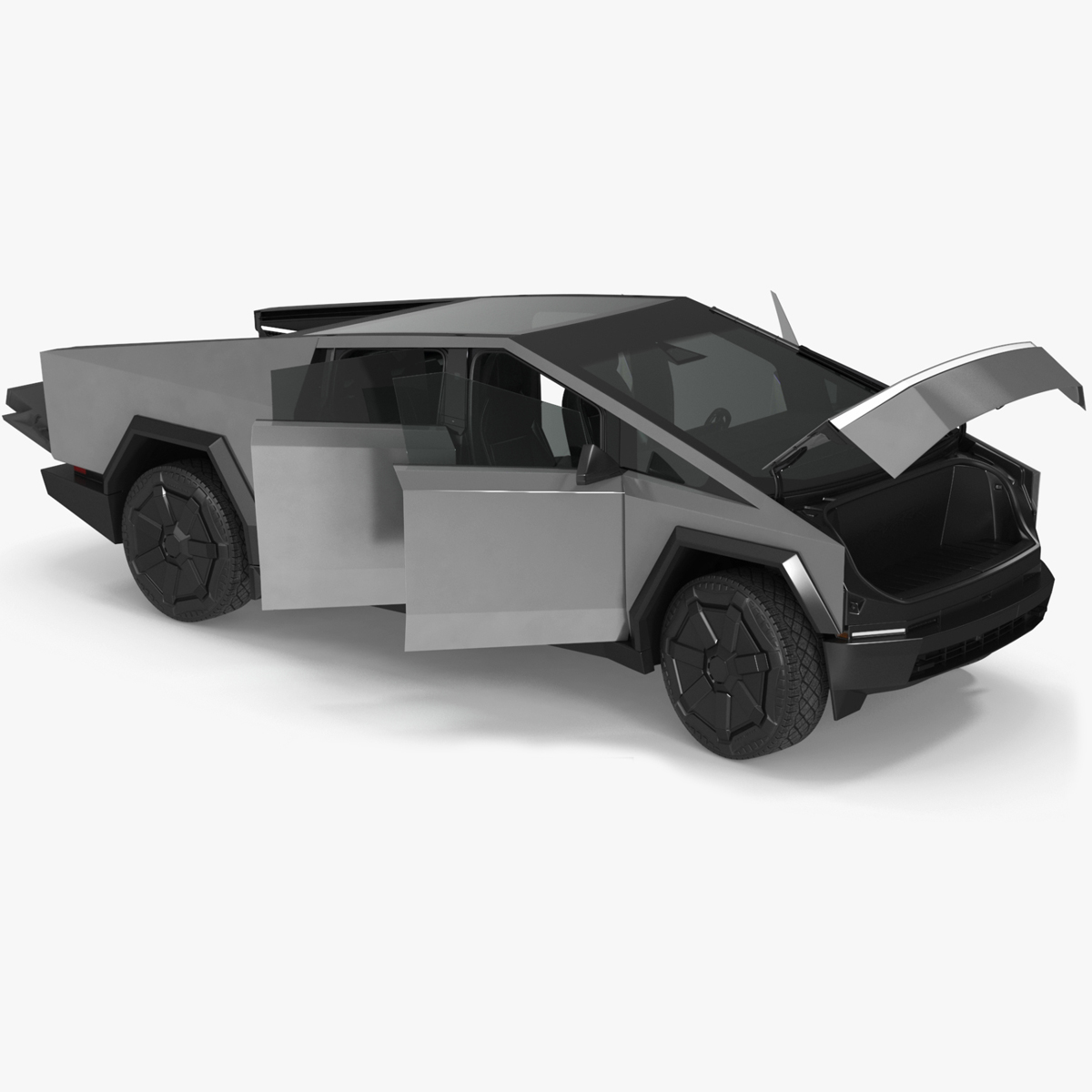 2024 Tesla Cybertruck with Lights On Rigged for Maya 3D