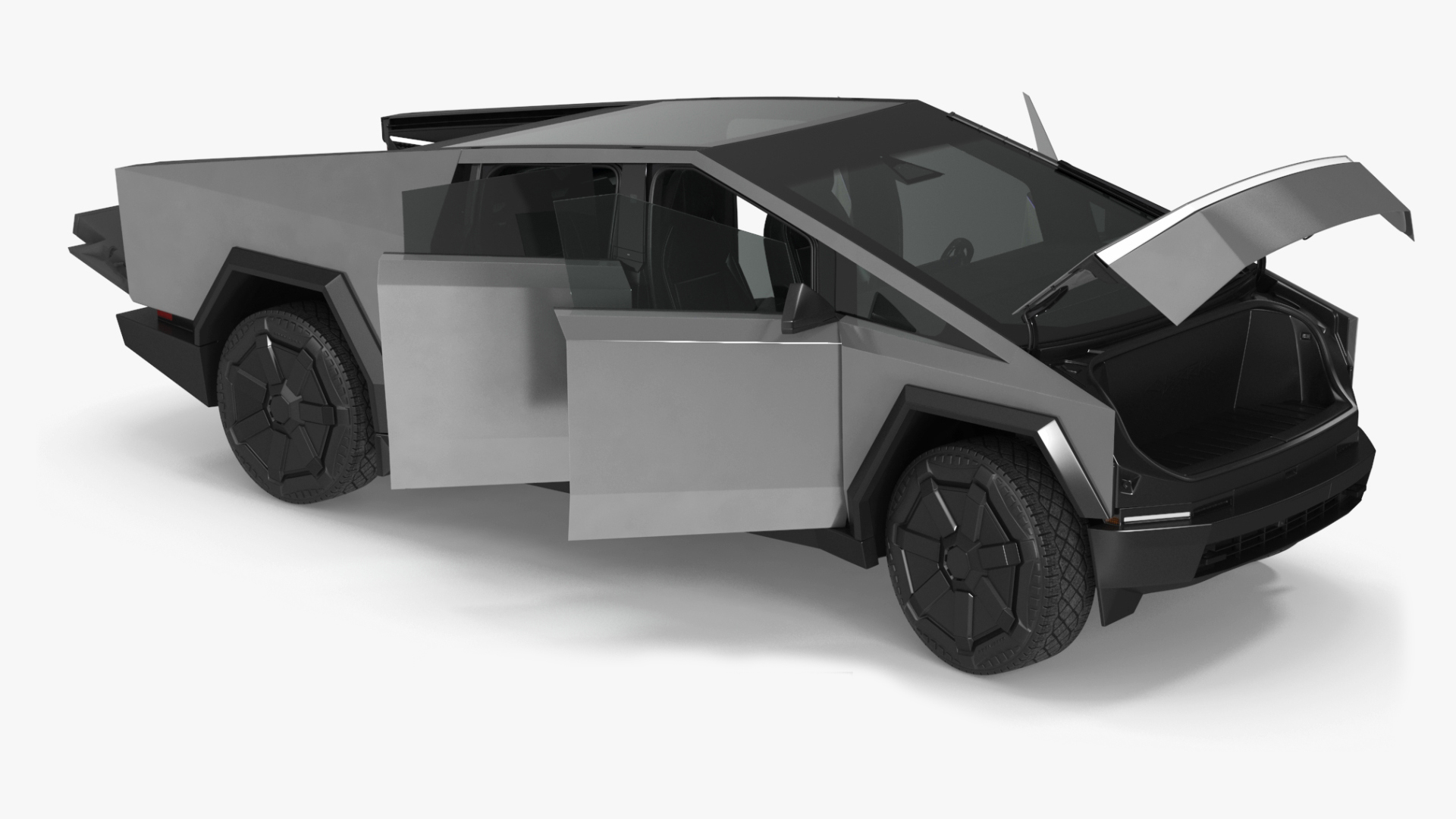 2024 Tesla Cybertruck with Lights On Rigged for Maya 3D